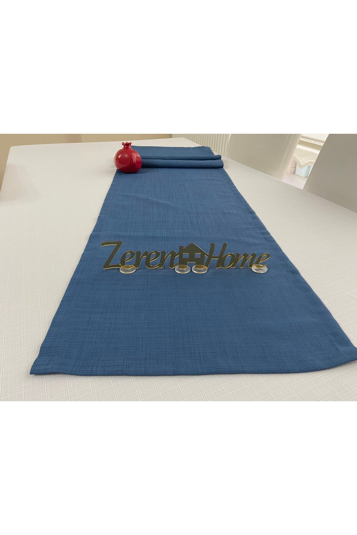Keten Görünümlü Dikdörtgen Runner 40 X 150 Indigo Mavi