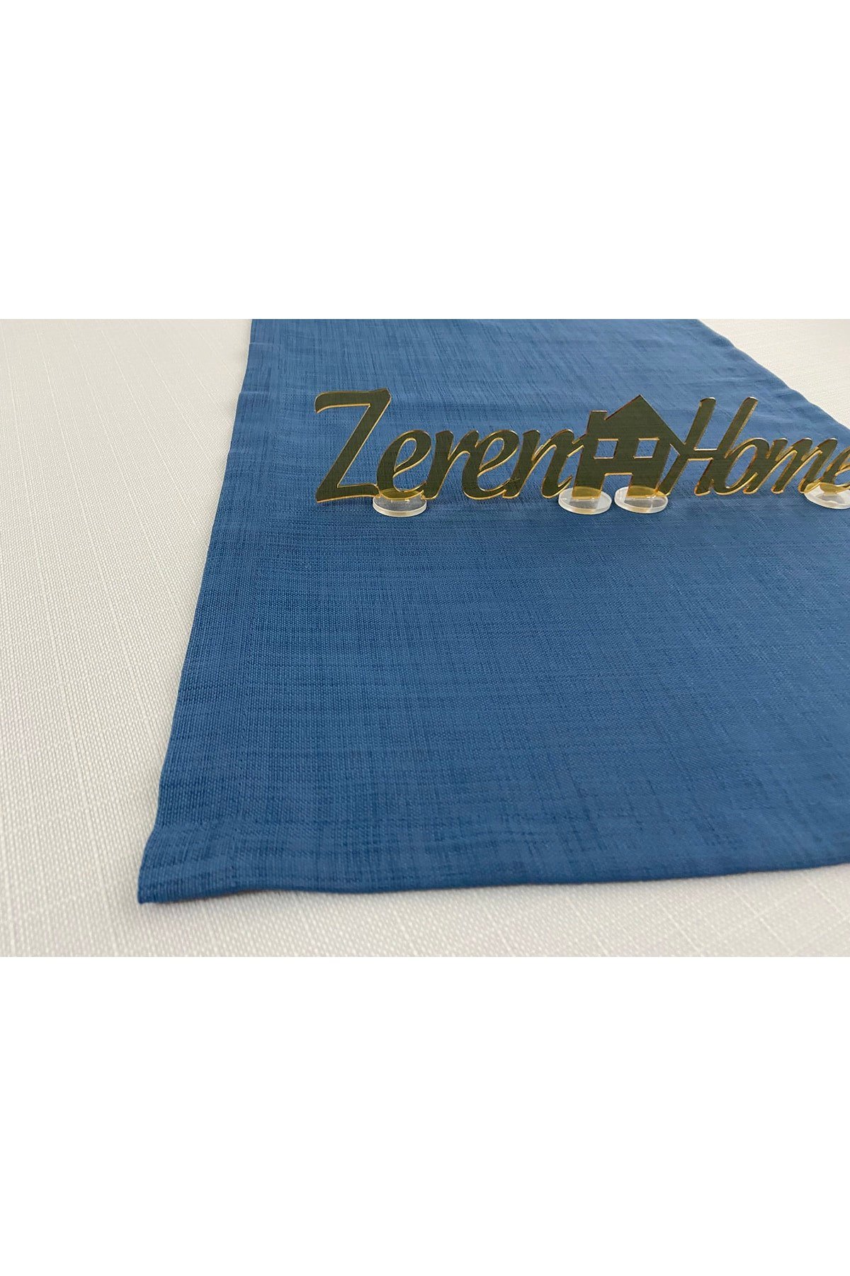 Keten Görünümlü Dikdörtgen Runner 40 X 150 Indigo Mavi