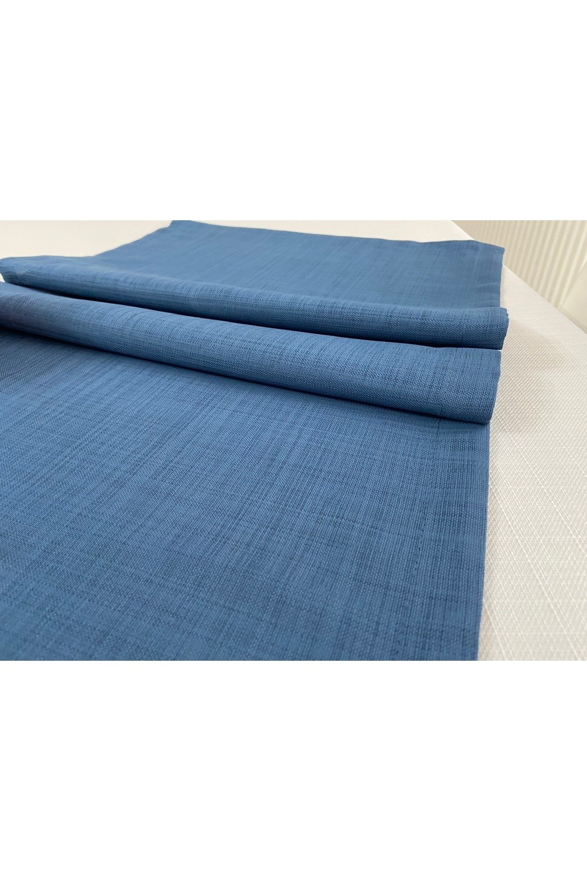Keten Görünümlü Dikdörtgen Runner 40 X 150 Indigo Mavi
