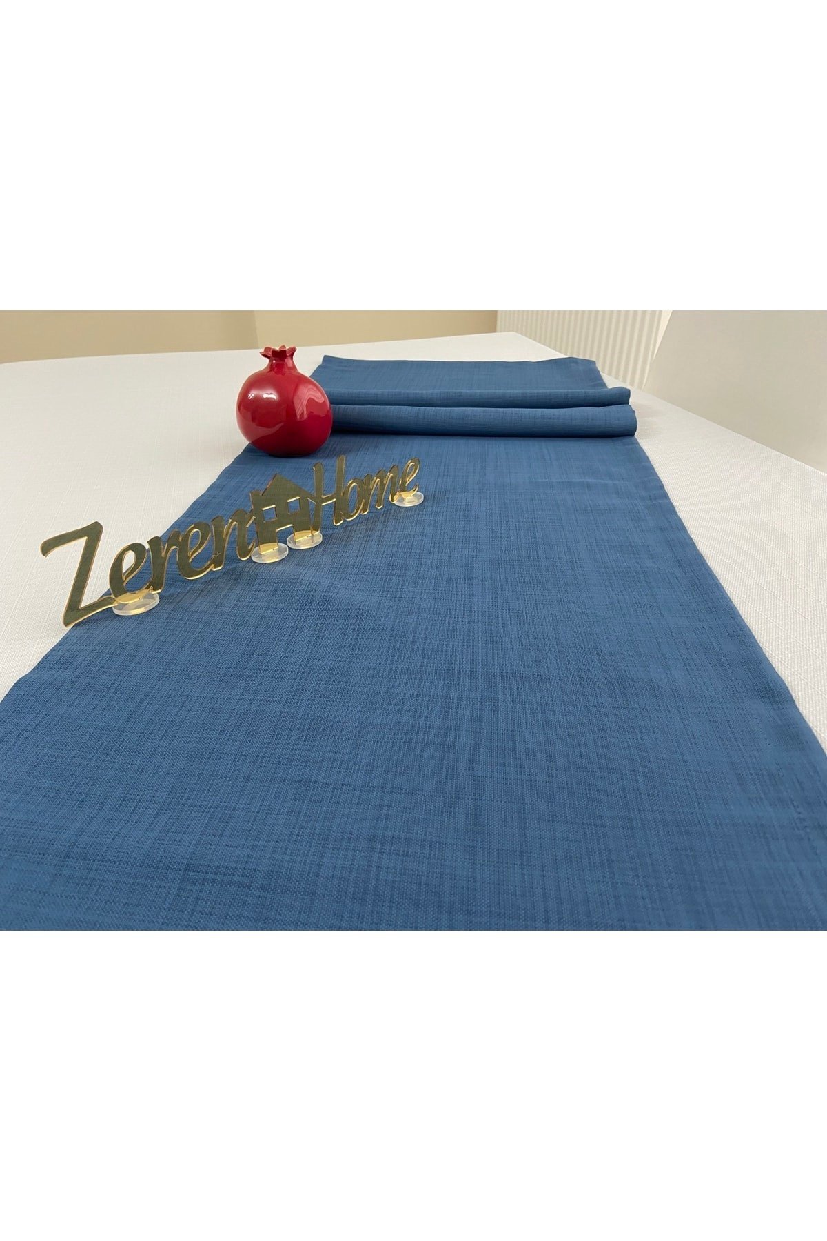 Keten Görünümlü Dikdörtgen Runner 40 X 150 Indigo Mavi