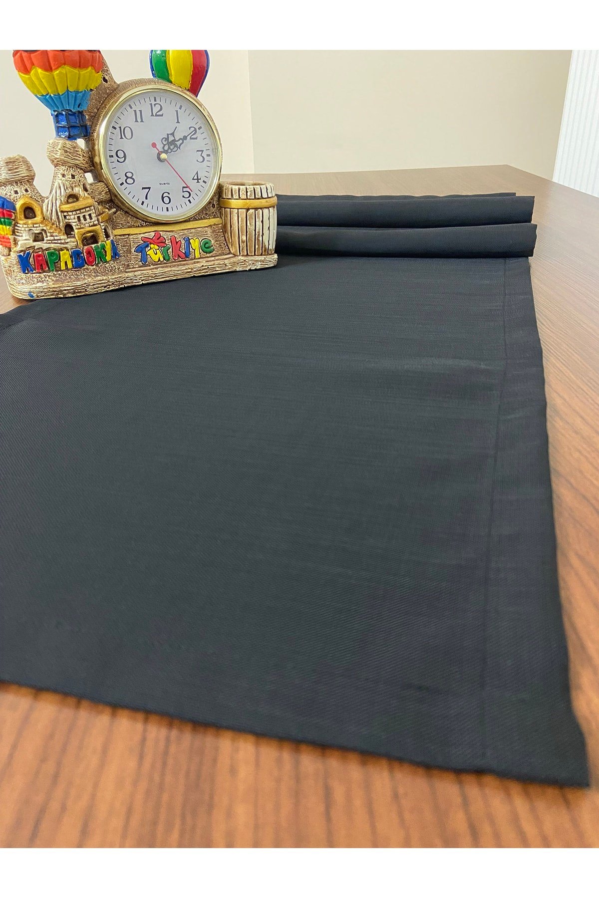 Keten Görünümlü Dikdörtgen Runner Siyah 40 X 150