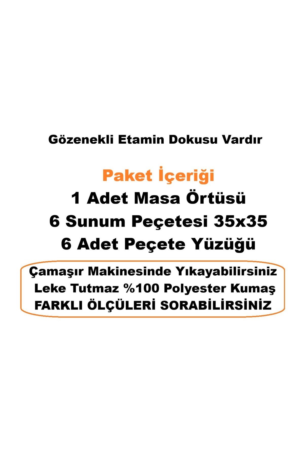 Keten Görünümlü Etamin Dokulu Dertsiz Salon Masa Örtüsü Beyaz 13 Parça