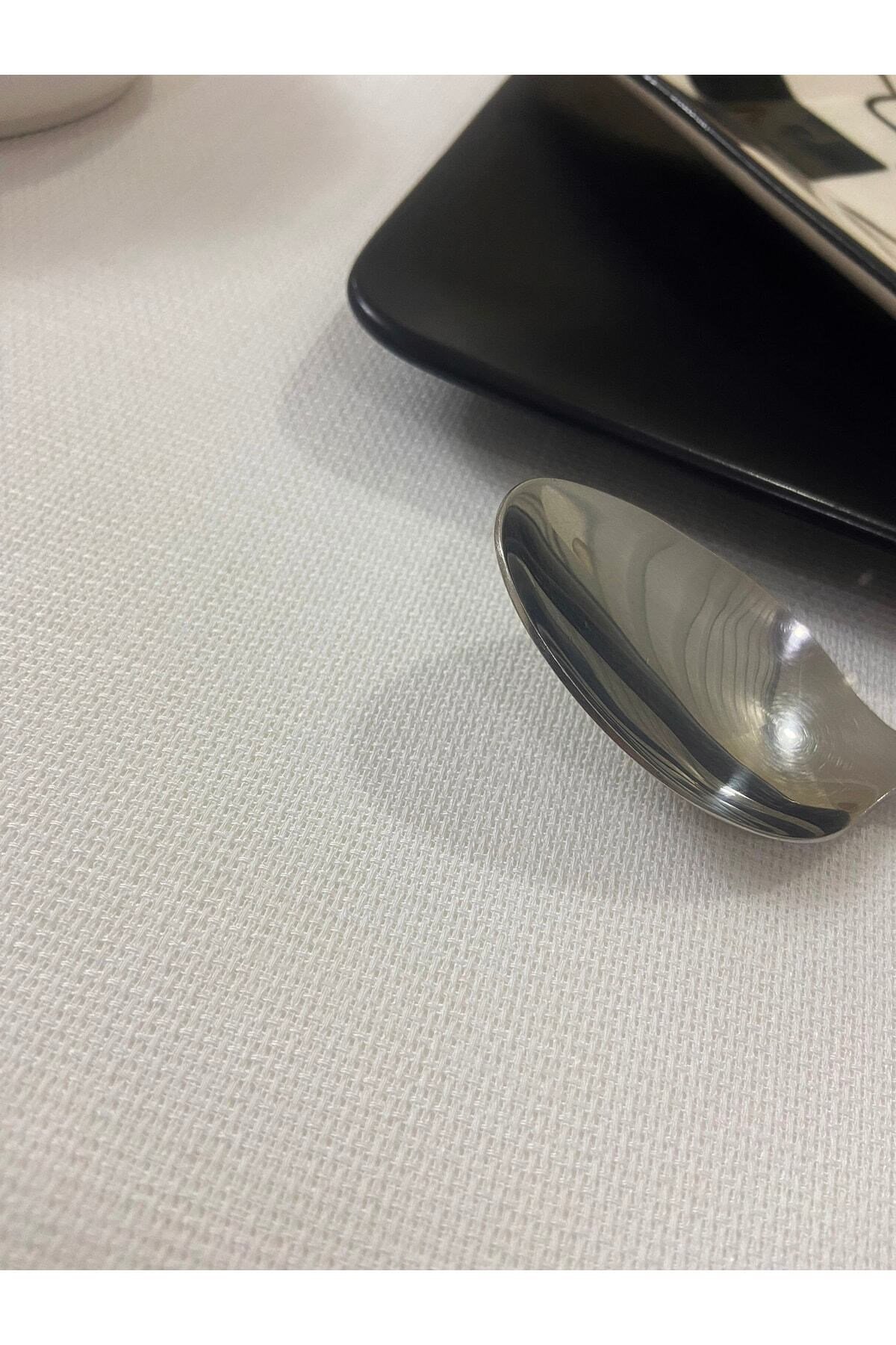 Keten Görünümlü Etamin Dokulu Dertsiz Salon Masa Örtüsü Beyaz 13 Parça