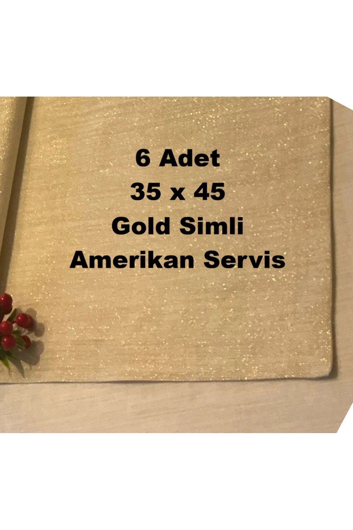 Keten Görünümlü Simli Linen Gold Amerikan Servis 35x45 - 6 Adet
