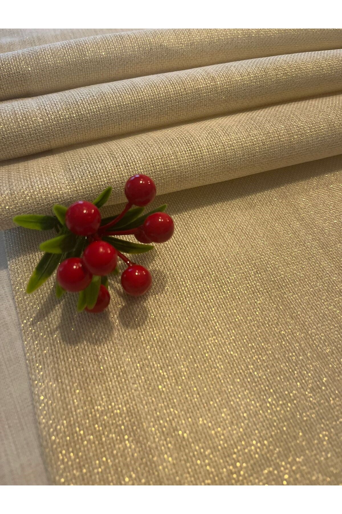 Keten Görünümlü Simli Linen Gold Runner 40 x 160