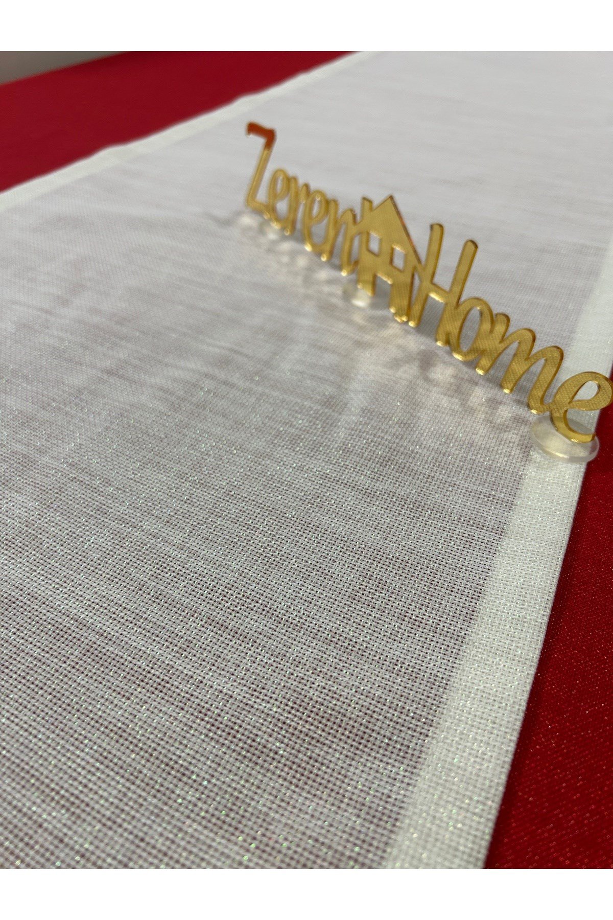 Keten Görünümlü Simli Linen Krem Runner 40 x 160