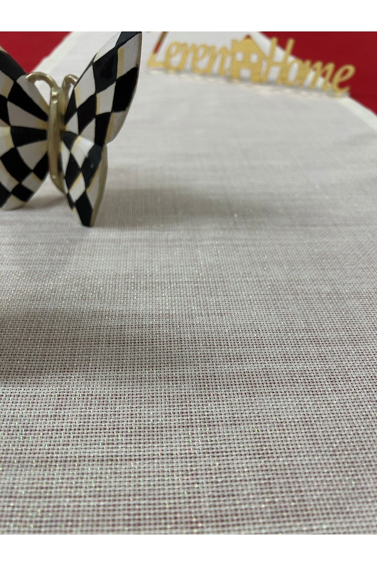 Keten Görünümlü Simli Linen Krem Runner 40 x 160