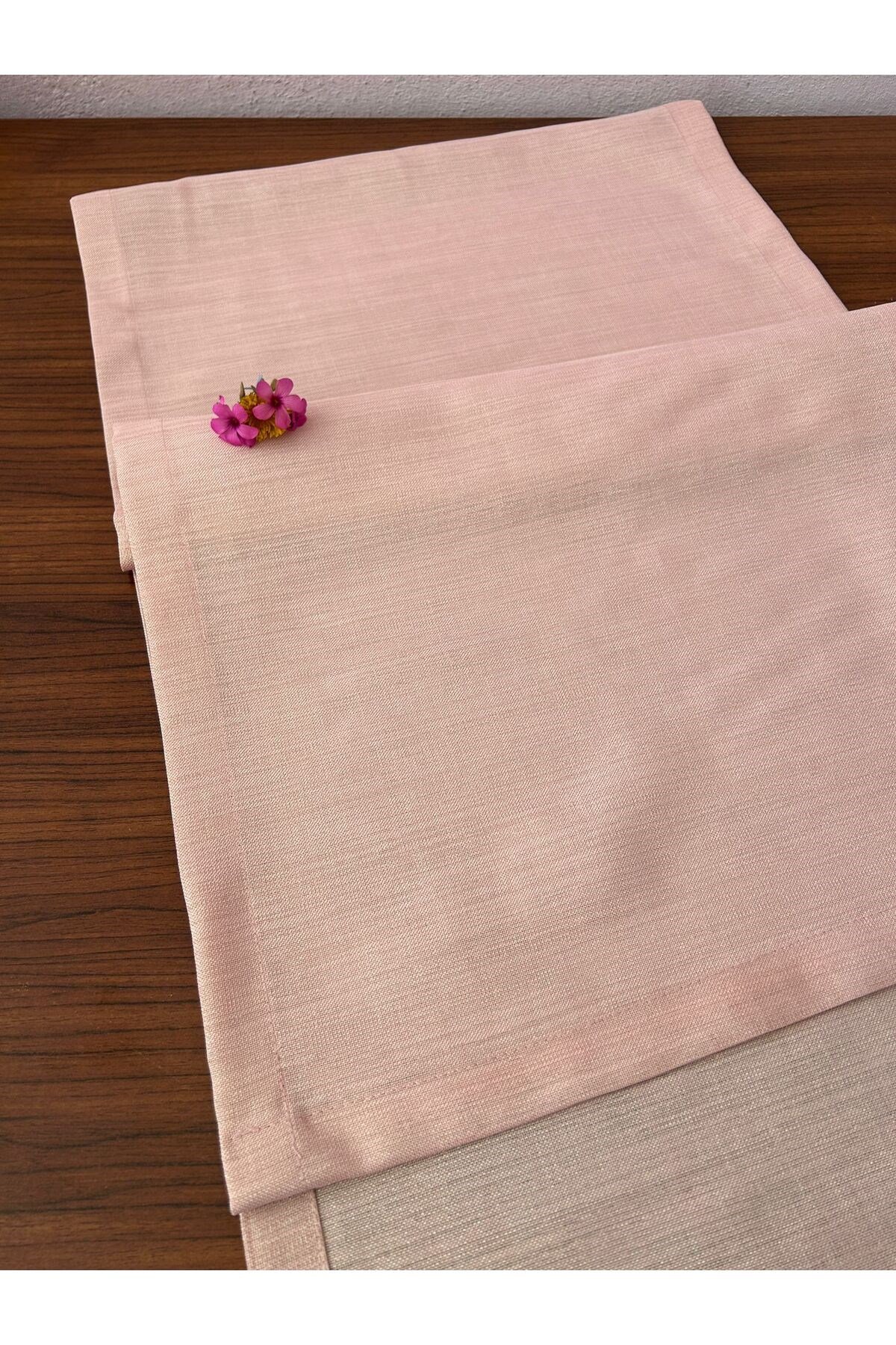 Keten Görünümlü Simli Linen Pudra Runner 40 x 160