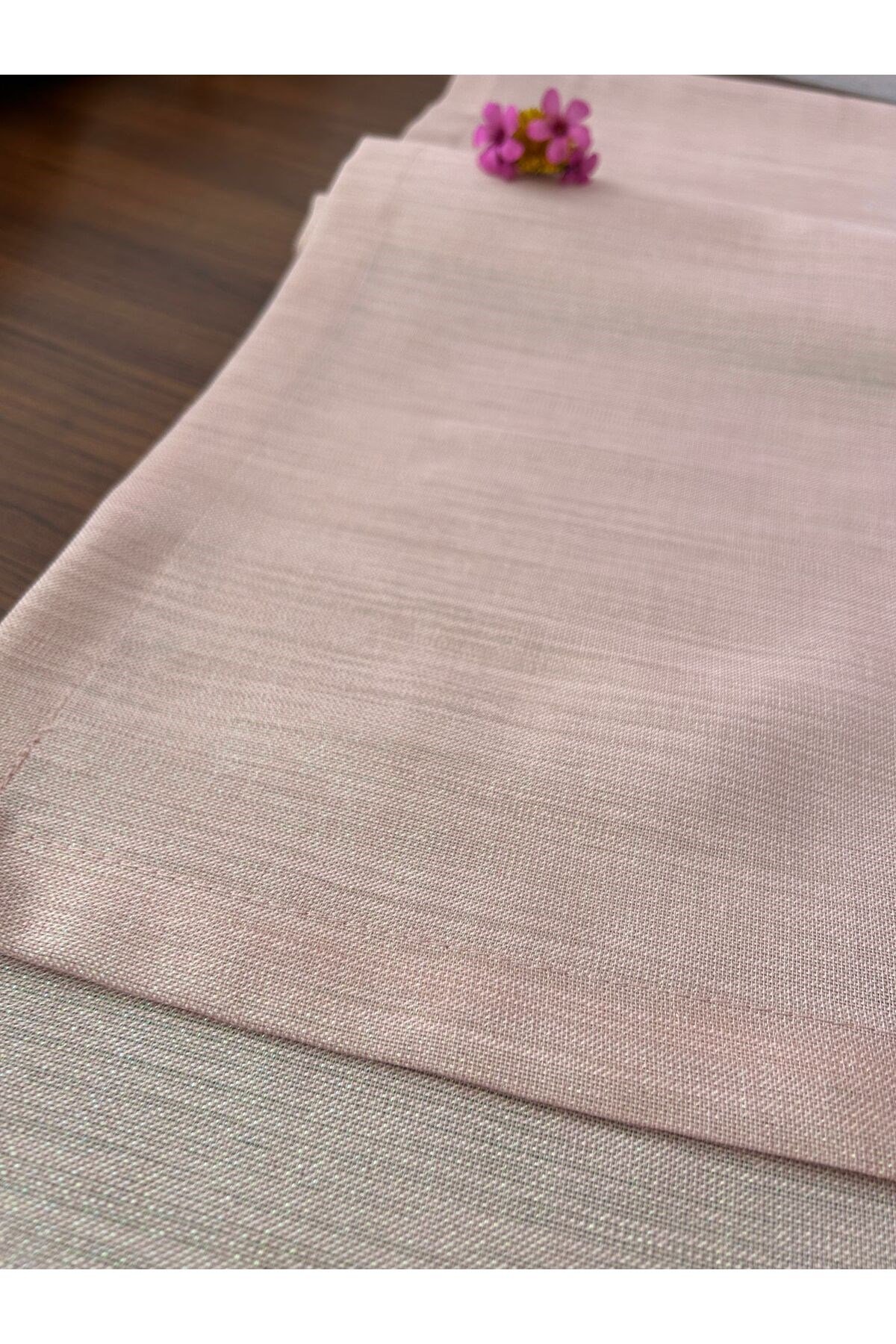 Keten Görünümlü Simli Linen Pudra Runner 40 x 160