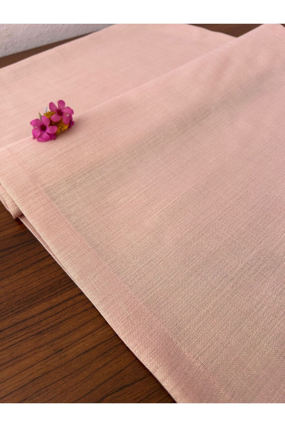 Keten Görünümlü Simli Linen Pudra Runner 40 x 160