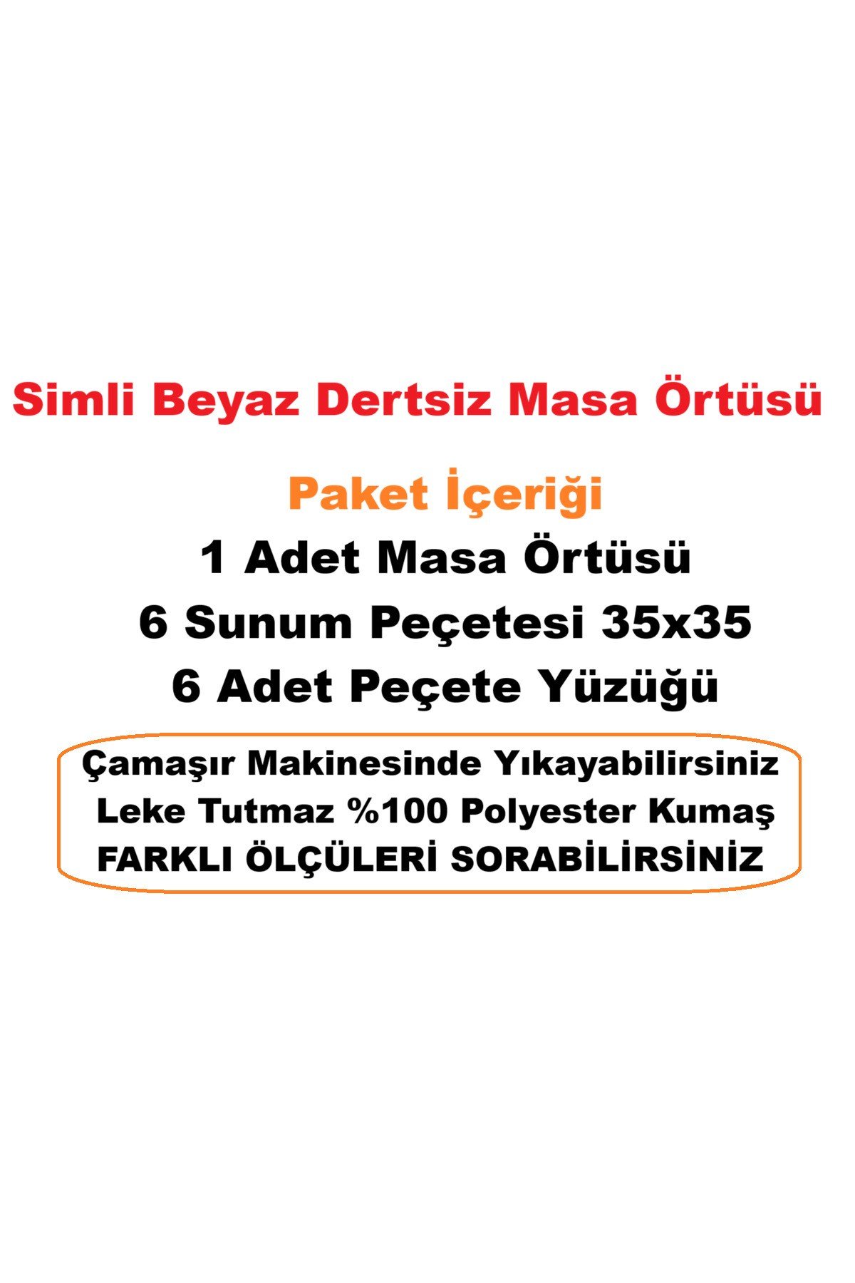 Keten Görünümlü Simli Masa Örtüsü Beyaz 13 Parça Set