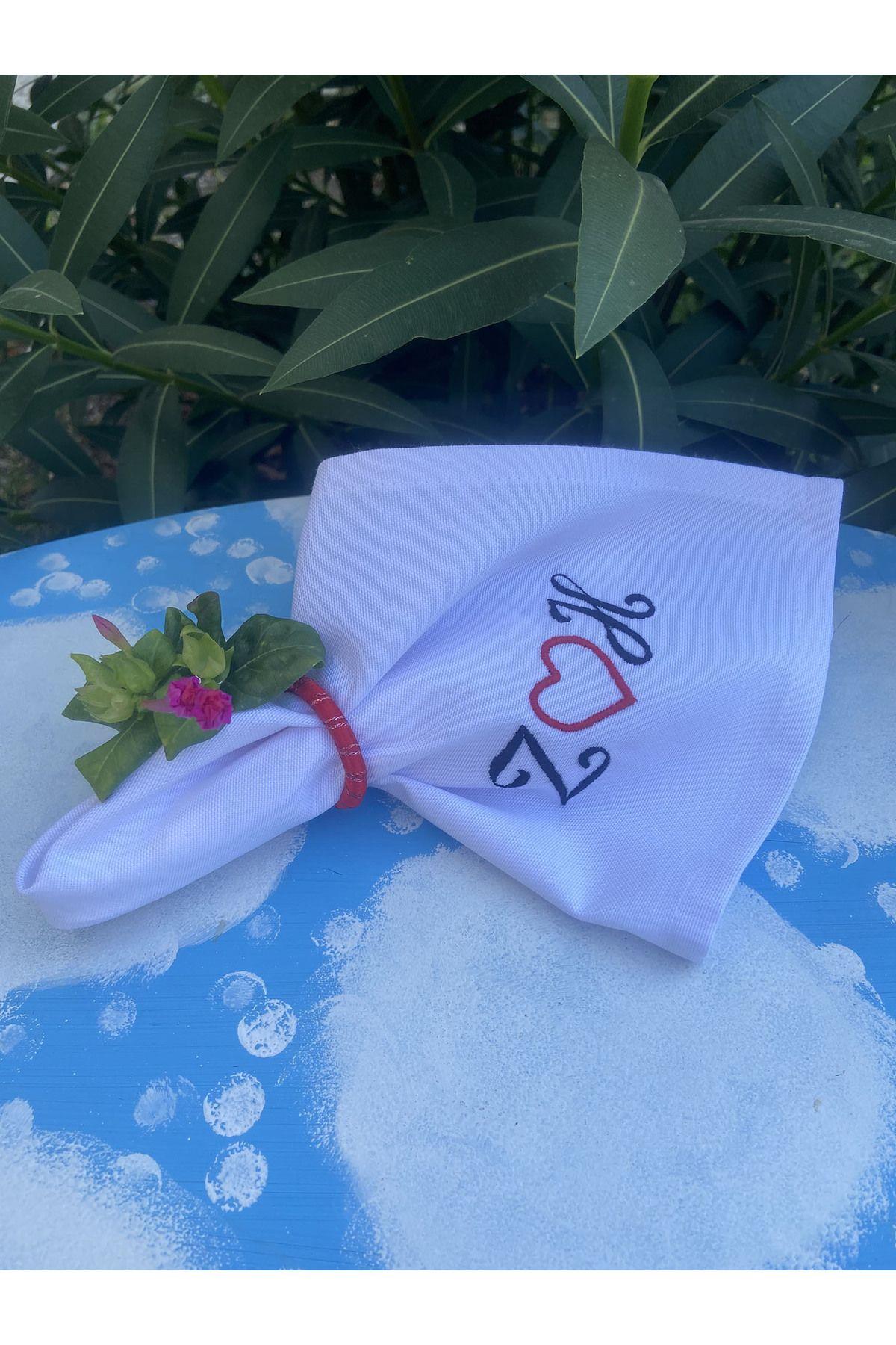Kişiye İsme Özel Sunum Peçetesi Beyaz 40 x 40 - 4 Adet