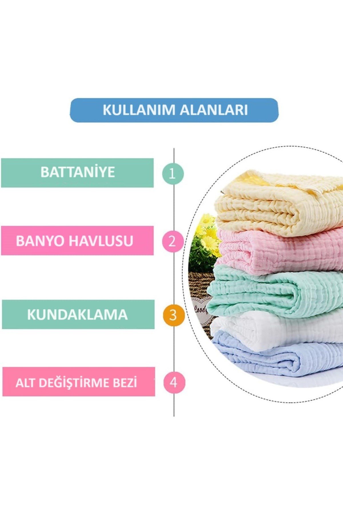 Kişiye Özel İsim Nakışlı 4 Kat Müslin Kurulama Havlusu %100 Pamuk