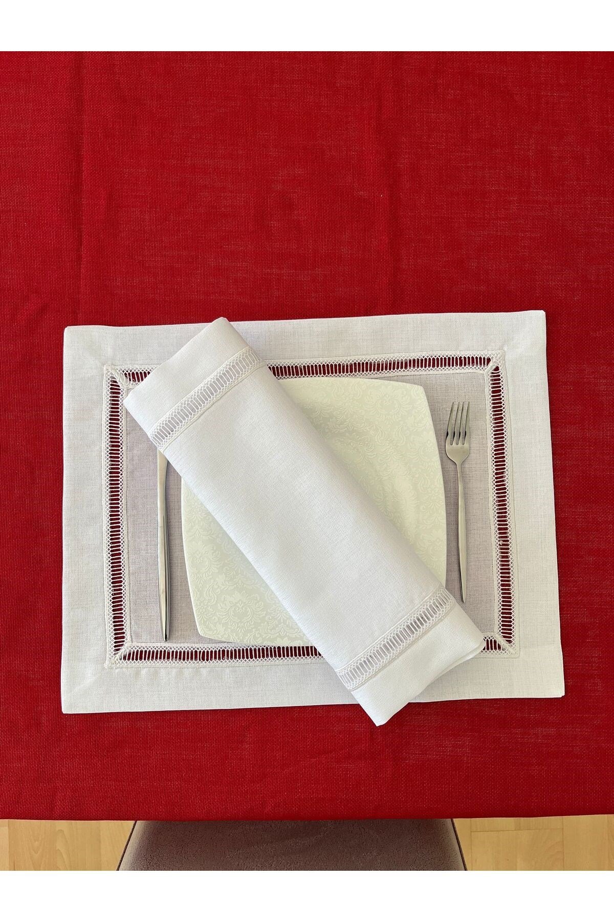 Kolber Detaylı Dertsiz Keten Amerikan Servis 35 x 50cm 2 Adet