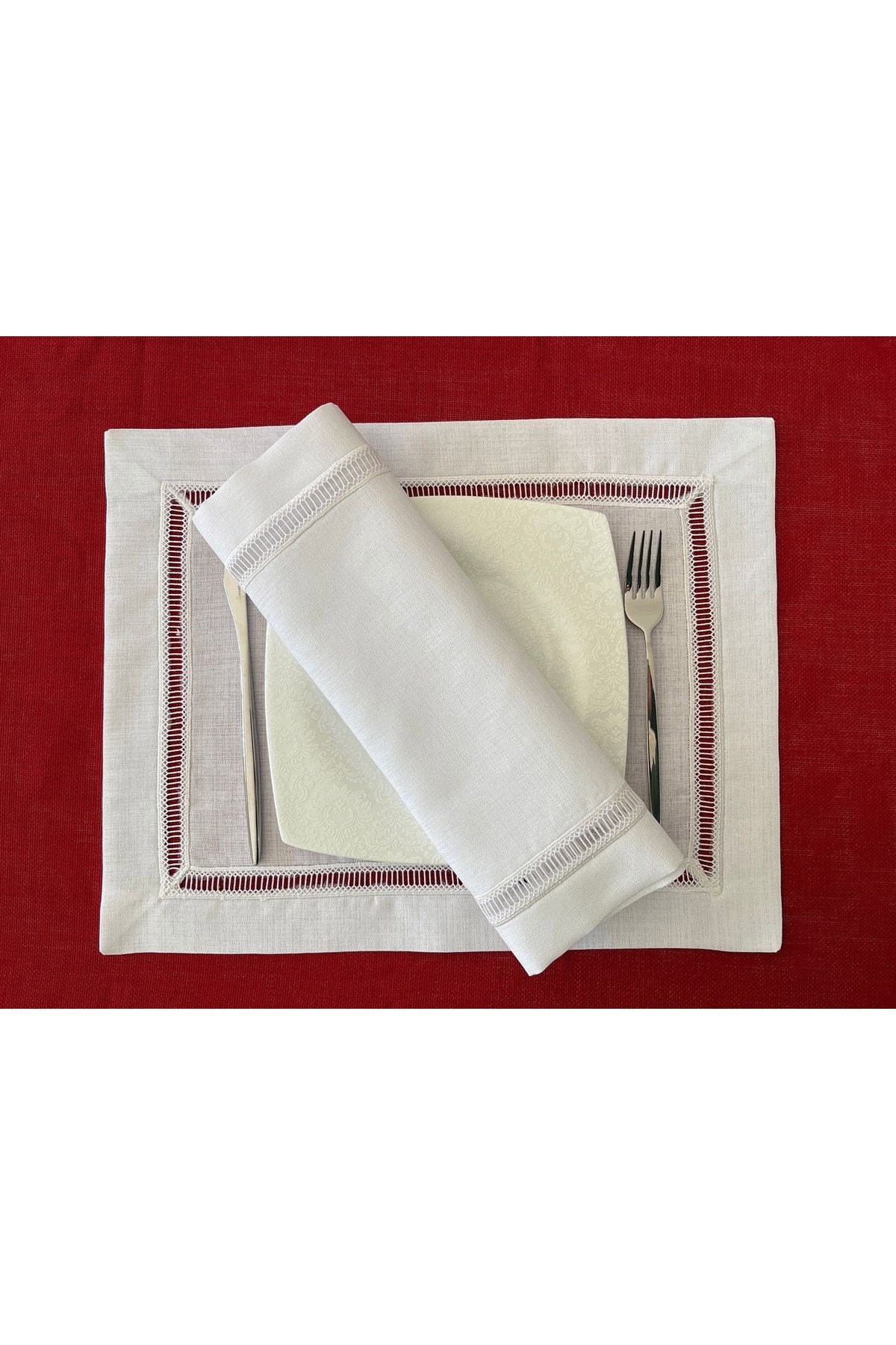 Kolber Detaylı Dertsiz Keten Amerikan Servis 35 x 50cm 2 Adet