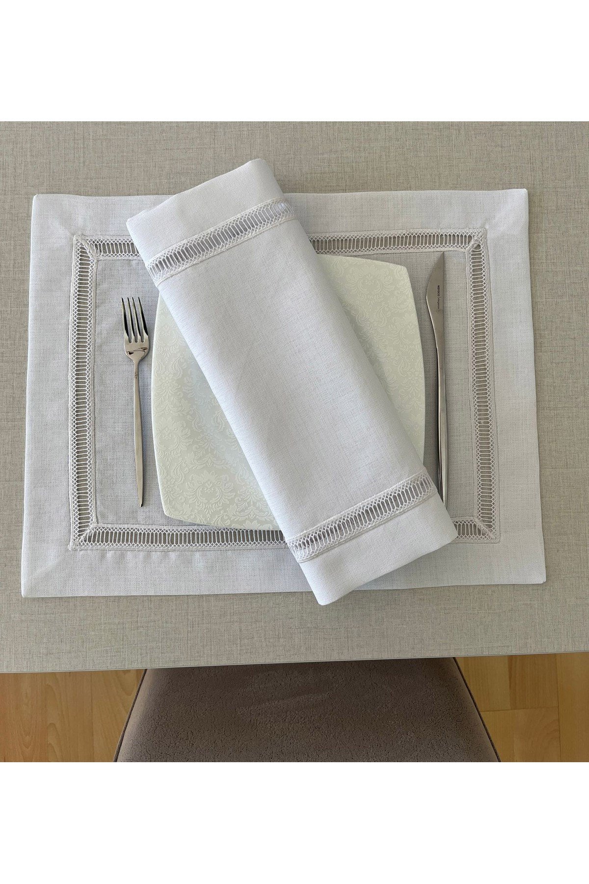 Kolber Detaylı Dertsiz Keten Amerikan Servis 35 x 50cm 2 Adet