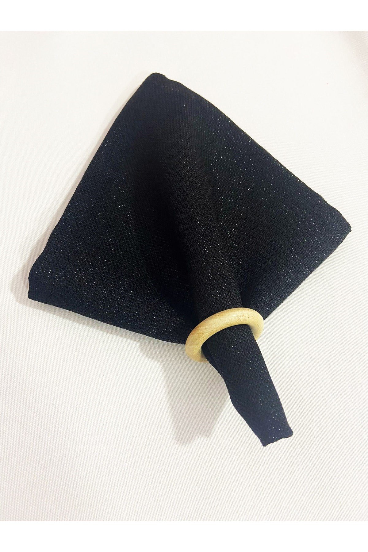 Linen Gözenekli Simli Siyah Servis Sunum Peçetesi 6 Adet 35x35