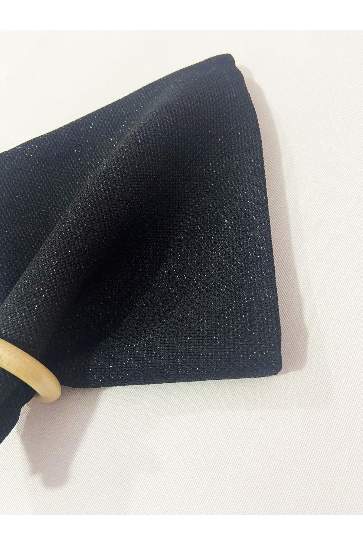 Linen Gözenekli Simli Siyah Servis Sunum Peçetesi 6 Adet 40x40