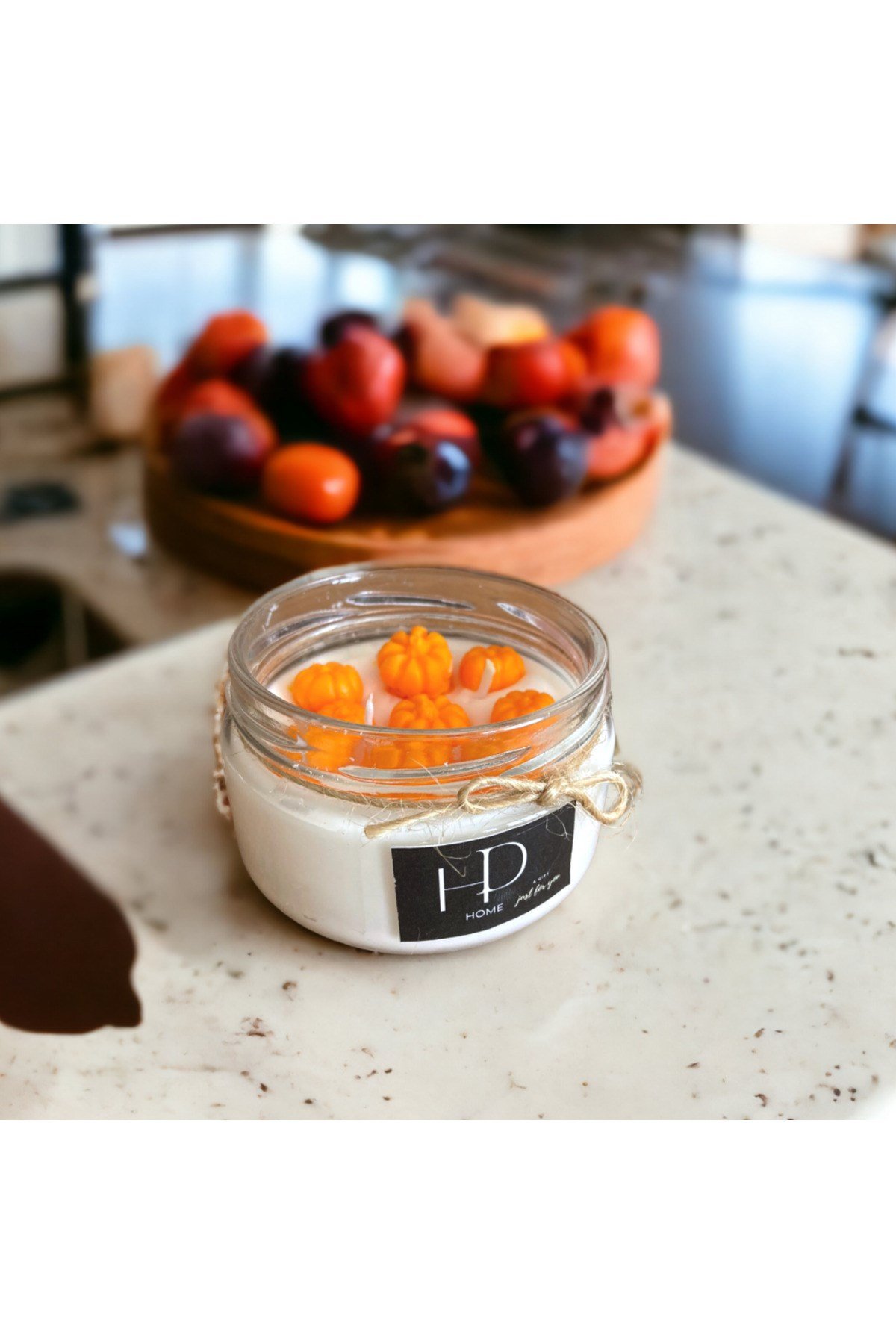 Mini balkabaklı aromaterapi kokulu kavanoz mum
