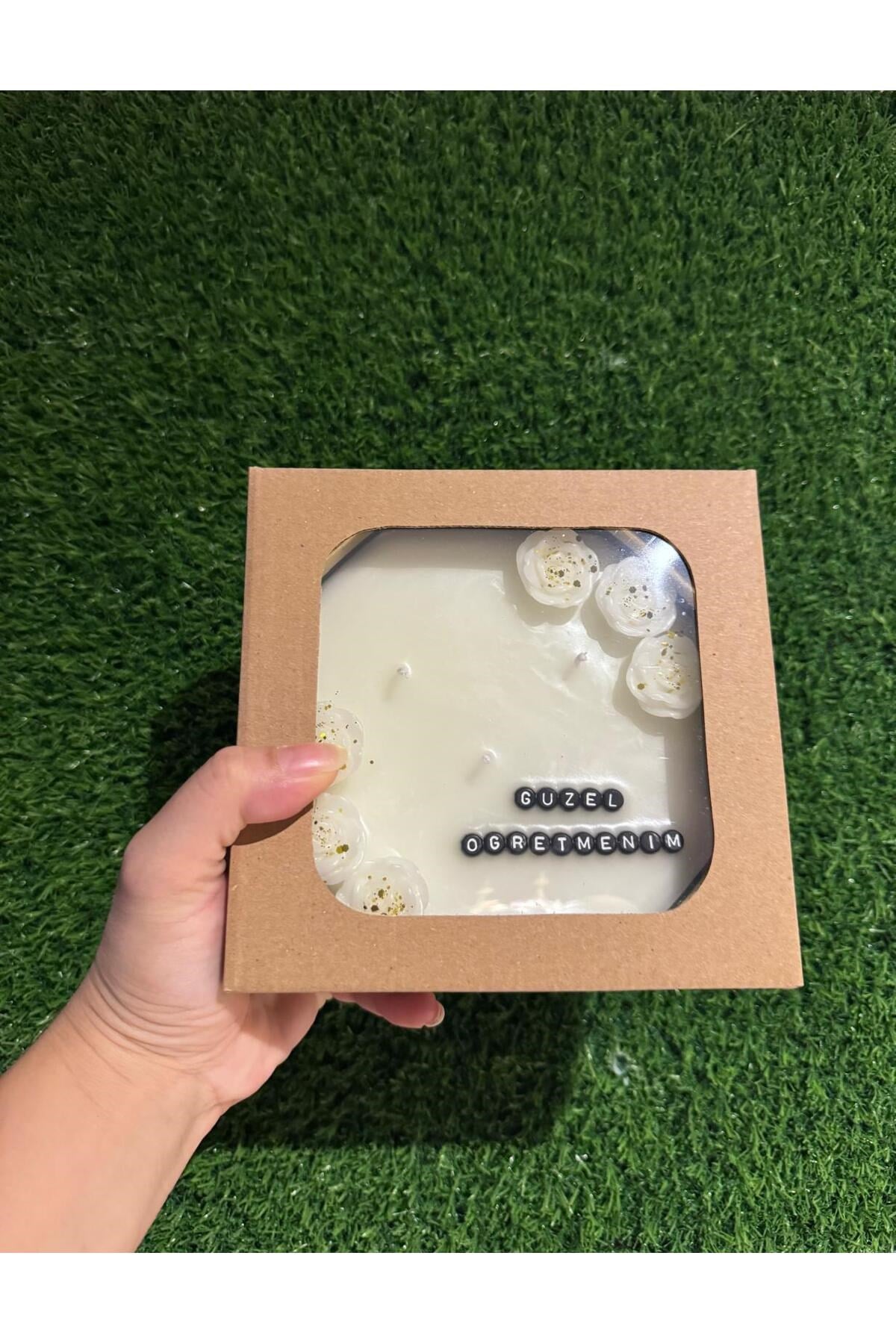 Öğretmenler Günü Hediyesi Şık Siyah Kase Gold Detaylı Mum
