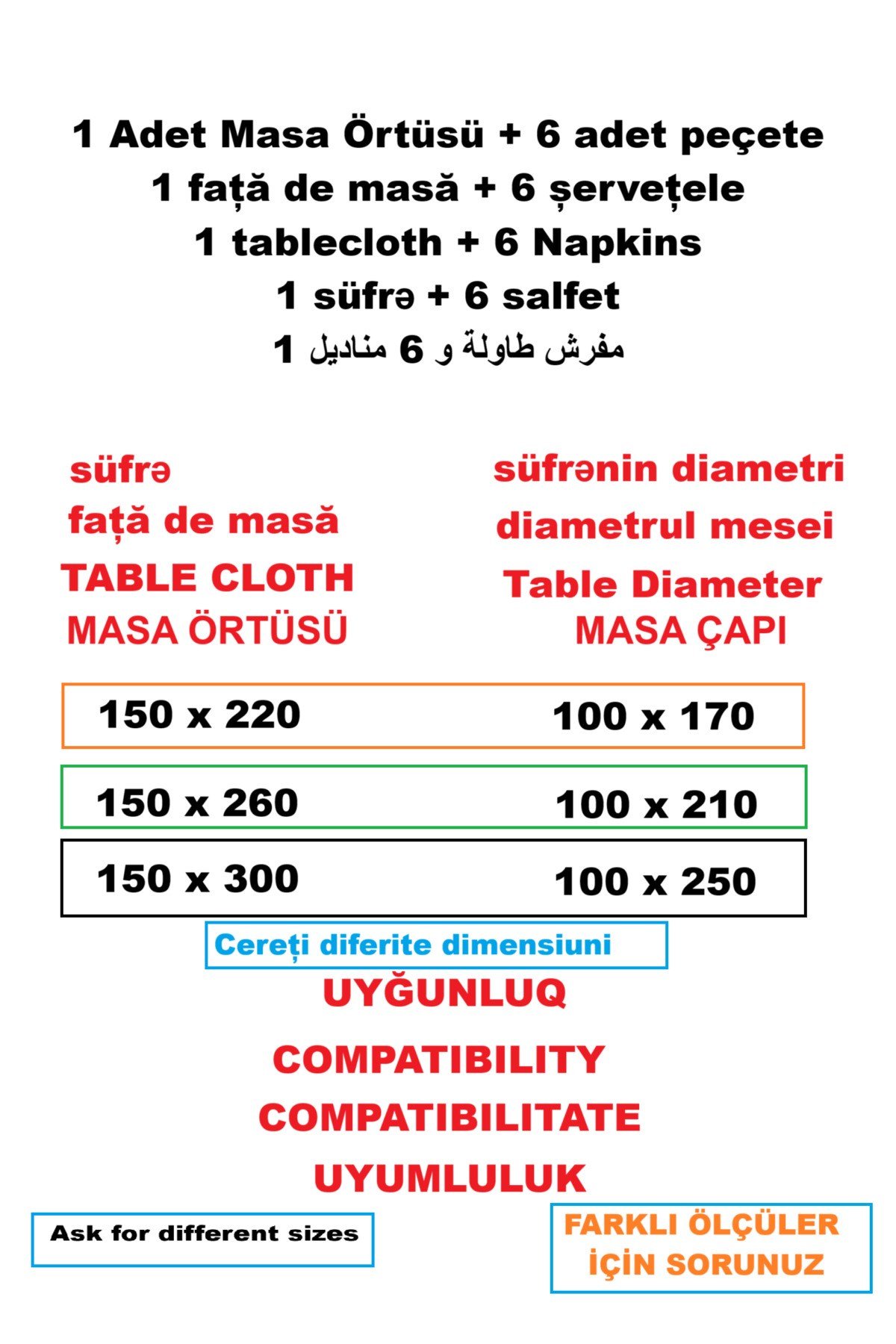 Piko İşleme Detaylı Simli Beyaz Dertsiz Masa Örtüsü + 6 Peçete