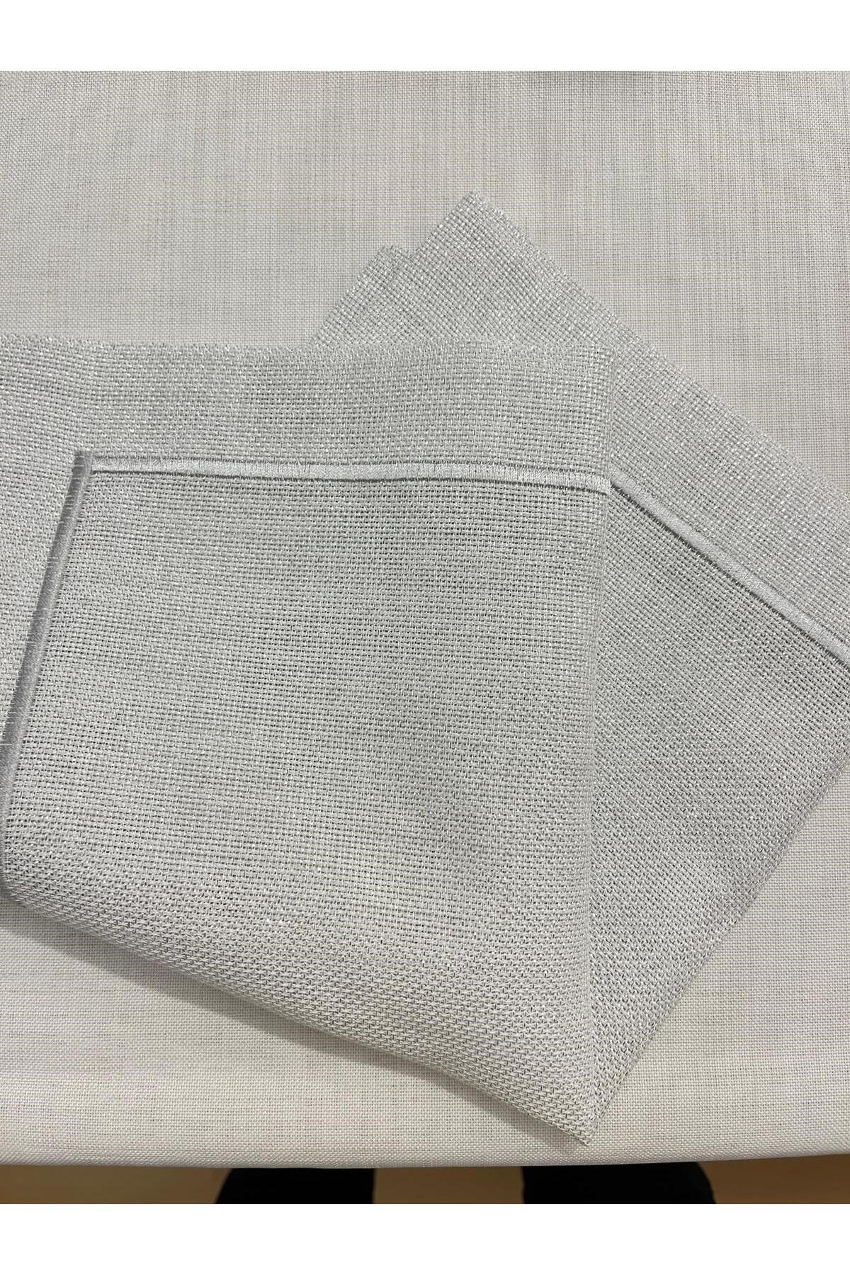 Piko Sarma Detaylı Polyester Keten Dertsiz Sunum Peçetesi GÜMÜŞ 40 x 40 - 6 Adet