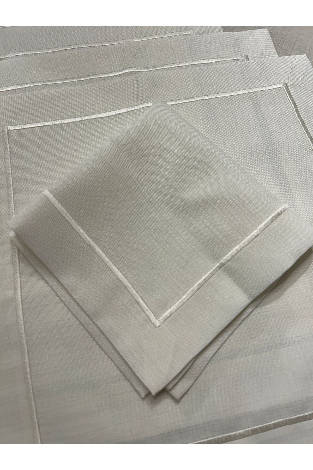 Piko Sarma Detaylı Polyester Keten Dertsiz Sunum Peçetesi 40 x 40 - 6 Adet Taş Rengi