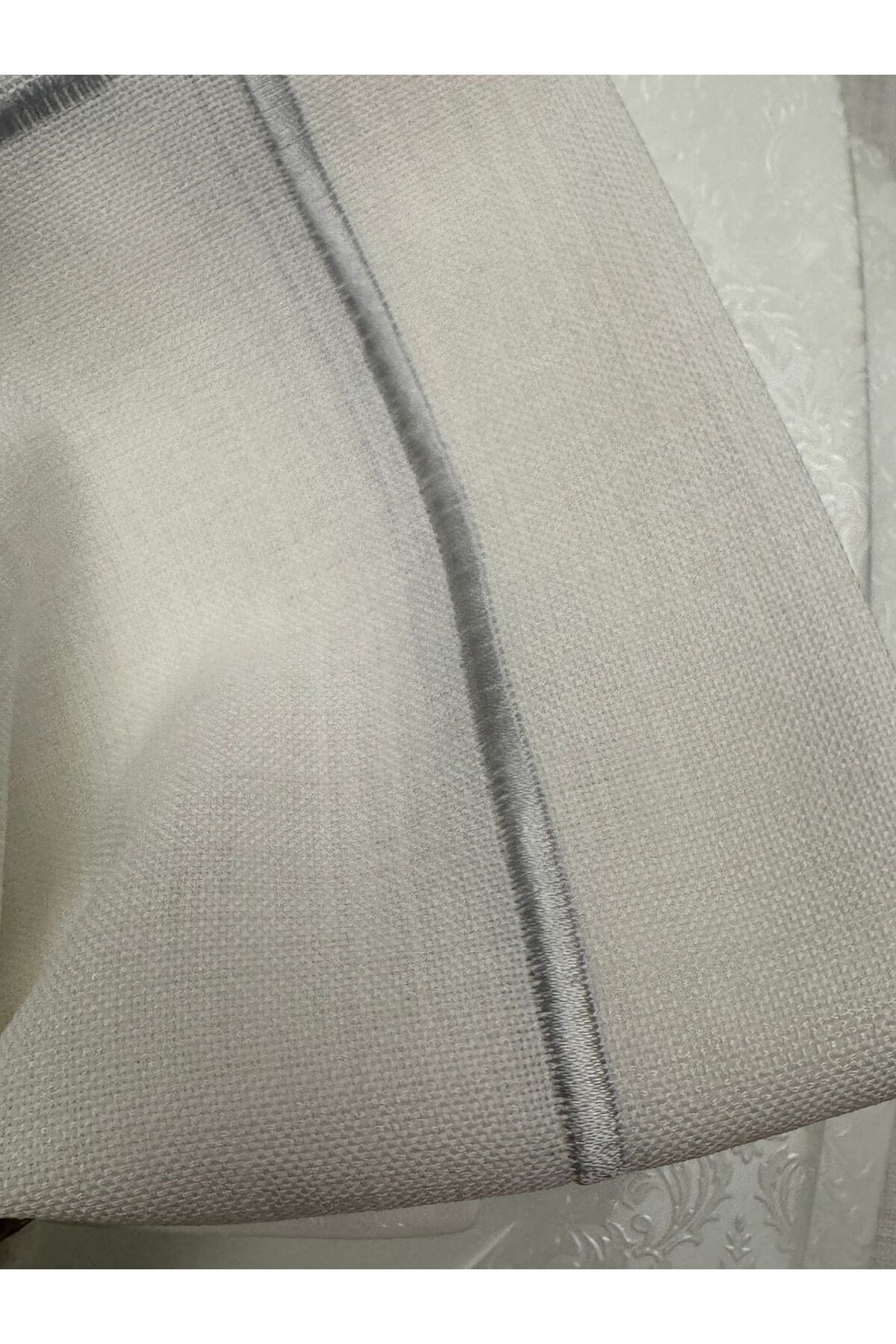 Piko Sarma Gümüş İp Detaylı Polyester Keten Dertsiz Sunum Peçetesi Kırk Beyaz 40 x 40 - 6 Adet