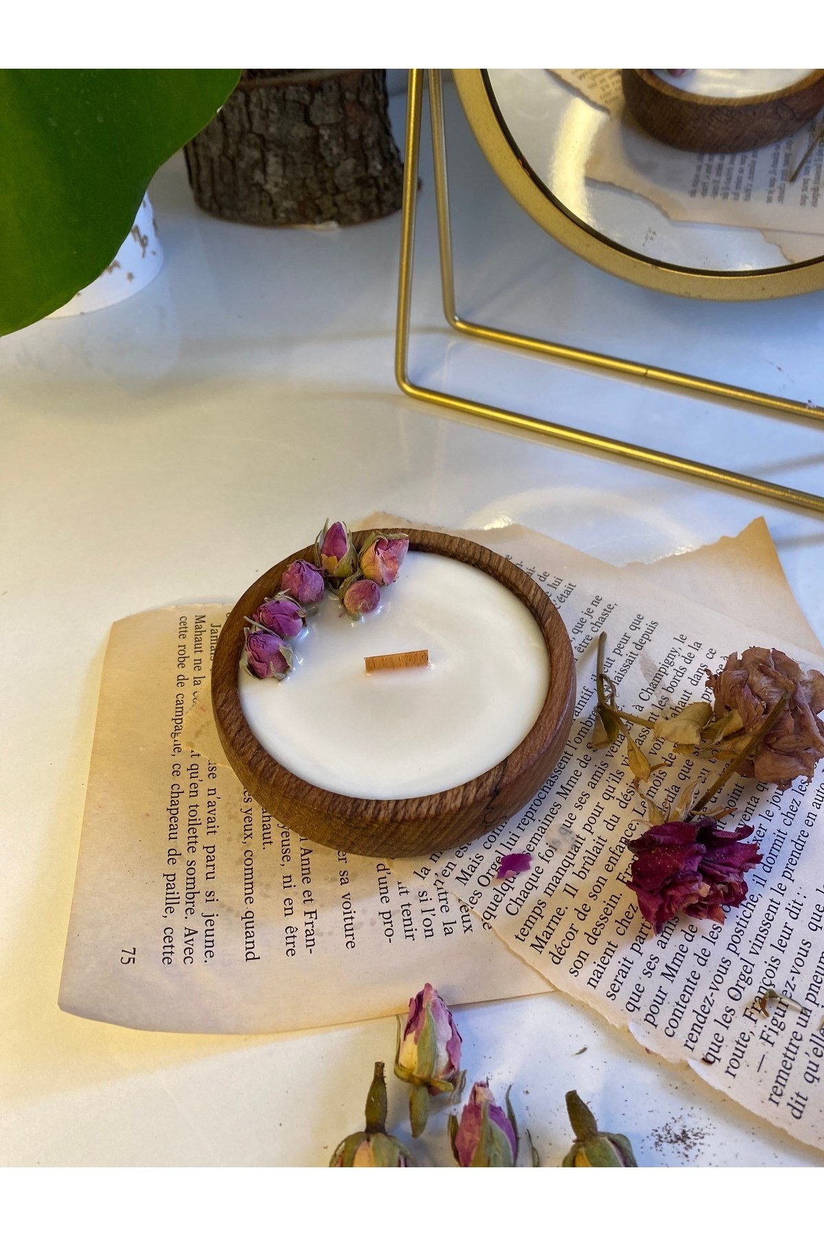 Pink Flowers Candle