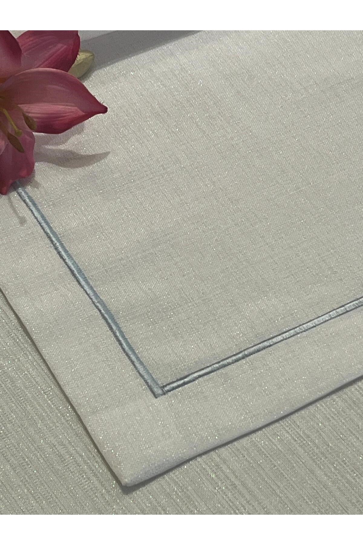 Polyester Keten Çeyiz Piko Sarma Detaylı Runner 40 x 160 - 1 Adet - Beyaz Simli