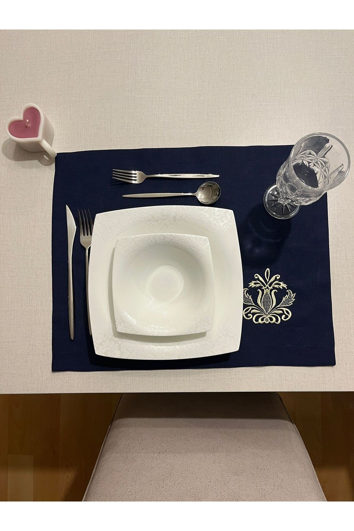 Polyester Keten Dertsiz Nakışlı Amerikan Servis 35x45 - 2 Adet