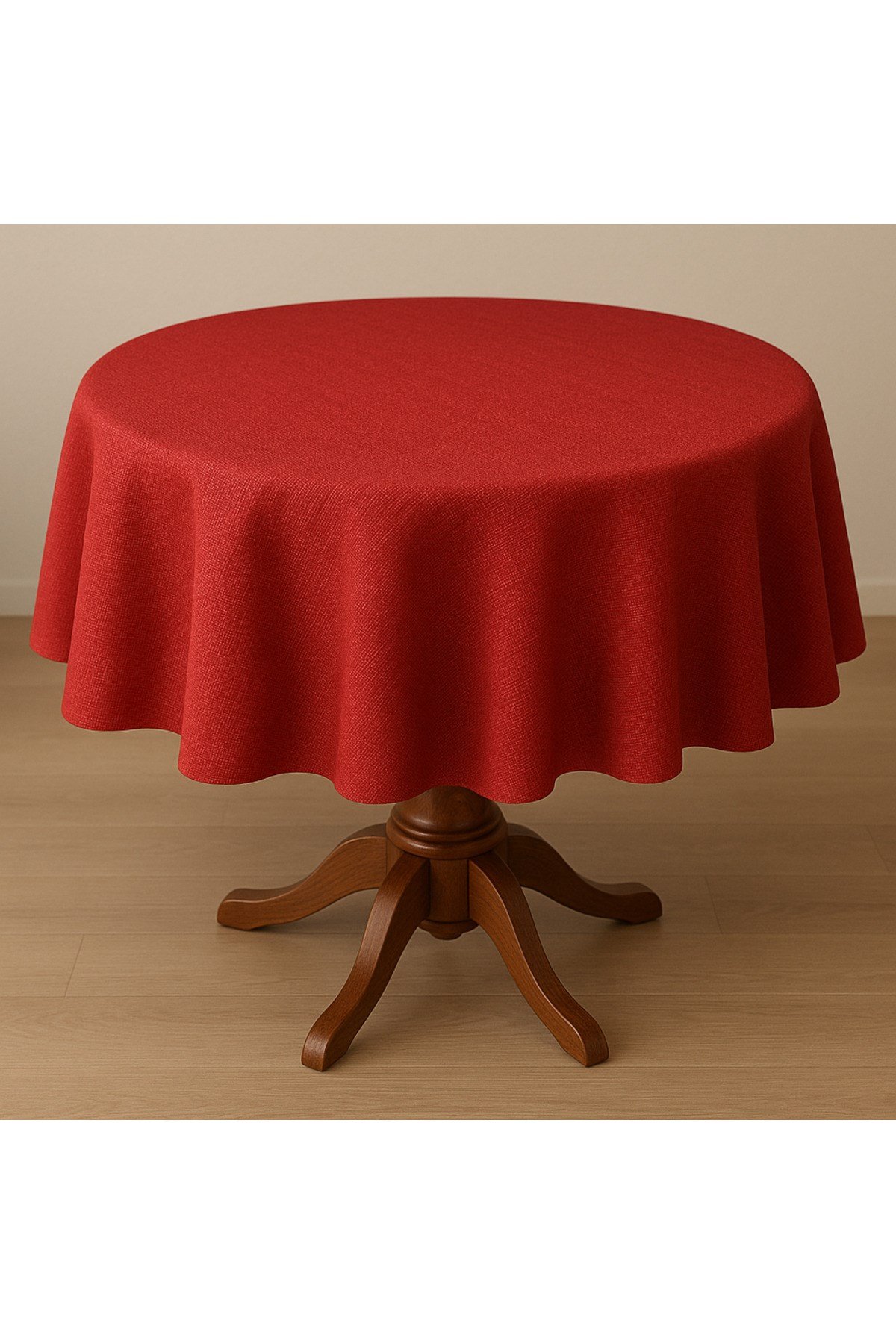 Polyester Simsiz Keten Yuvarlak Dertsiz Masa Örtüsü 160cm