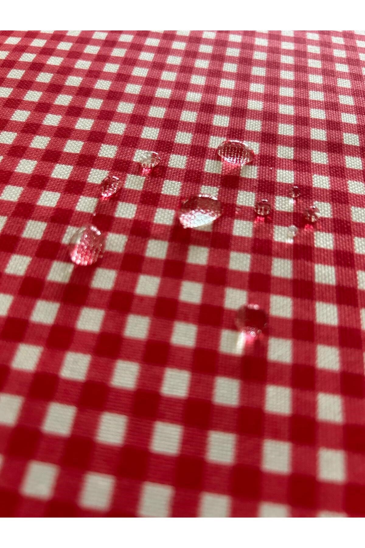 Ponponlu Sıvı Geçirmez Keten Masa Piknik Örtüsü 170 x 170 , 4 Yuvarlak Minder
