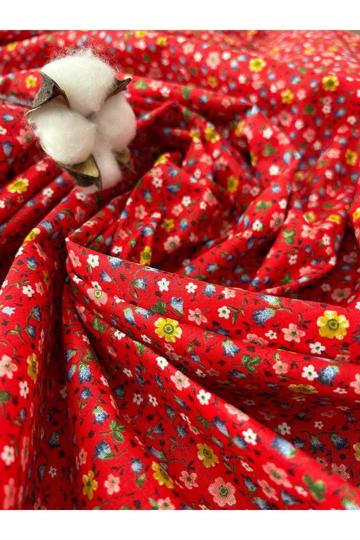 Poplin Çiçek Desen Sofra Bezi, Eteklik Elbiselik %100 Pamuklu Kumaş 100 x 170cm
