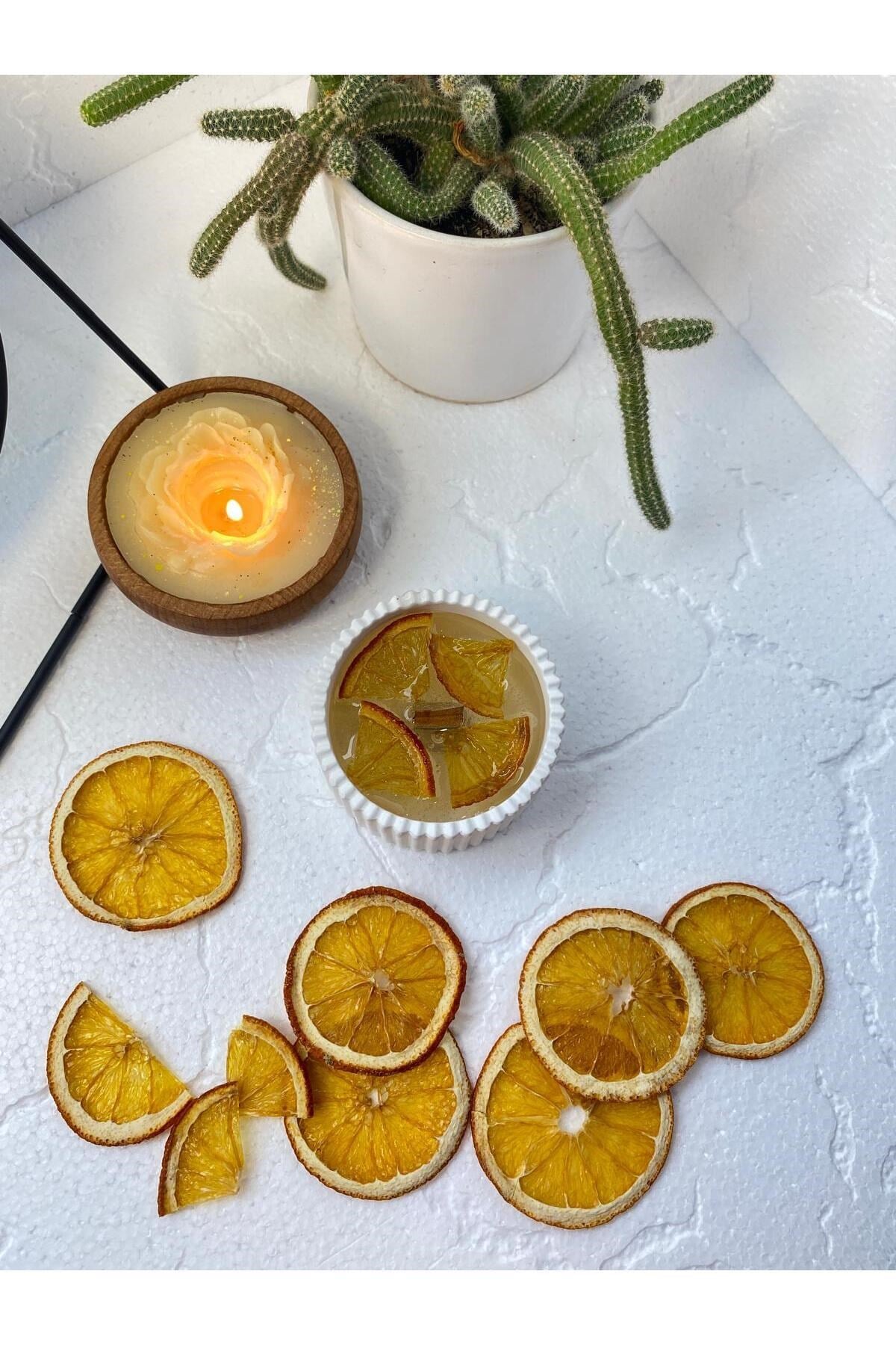 Portakal Kurusu İçeren Jel Tasarım Reçel Görünümlü Ahşap Fitilli Mum