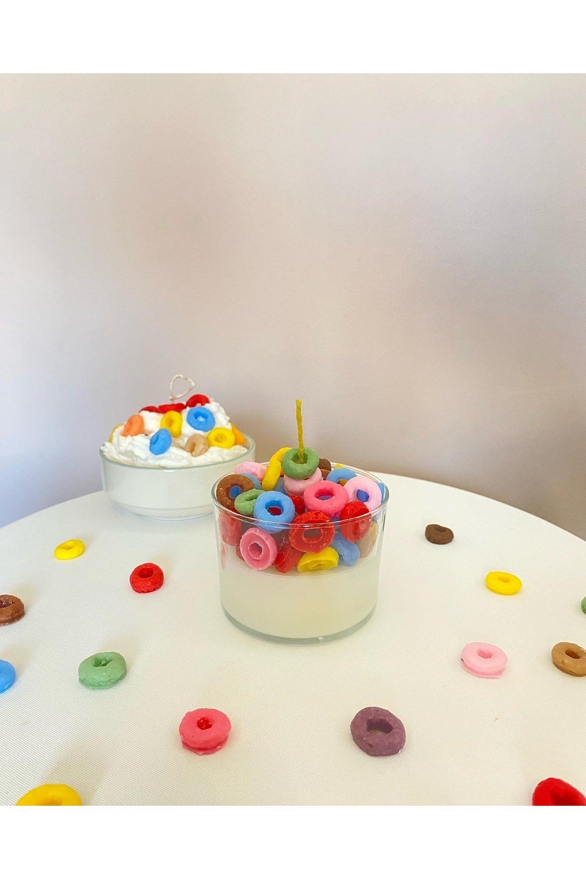 Renkli Cornflakes Mum Yenmeyen Gevrekli Aromaterapi Mum