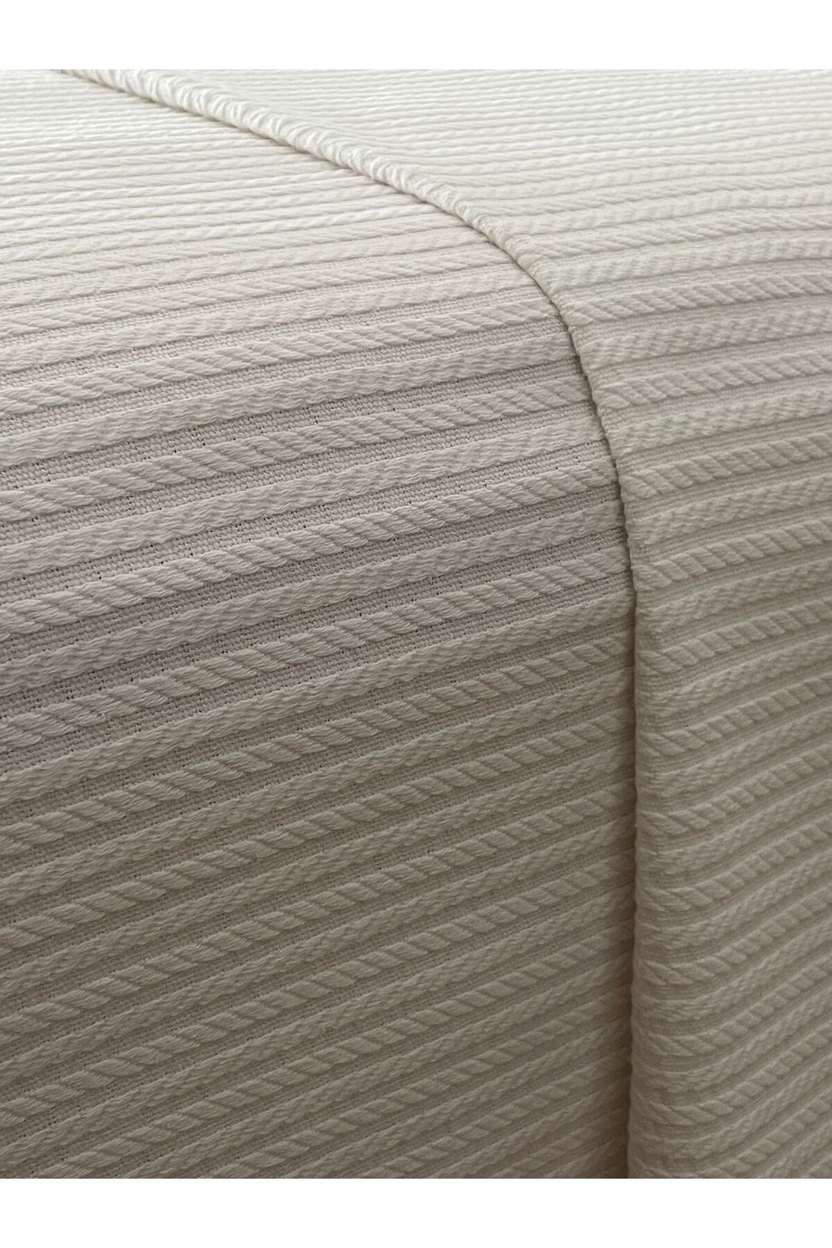 Saç Örgü Modelli Çift Kişilik Pamuklu Pike Krem 220 x 220 cm