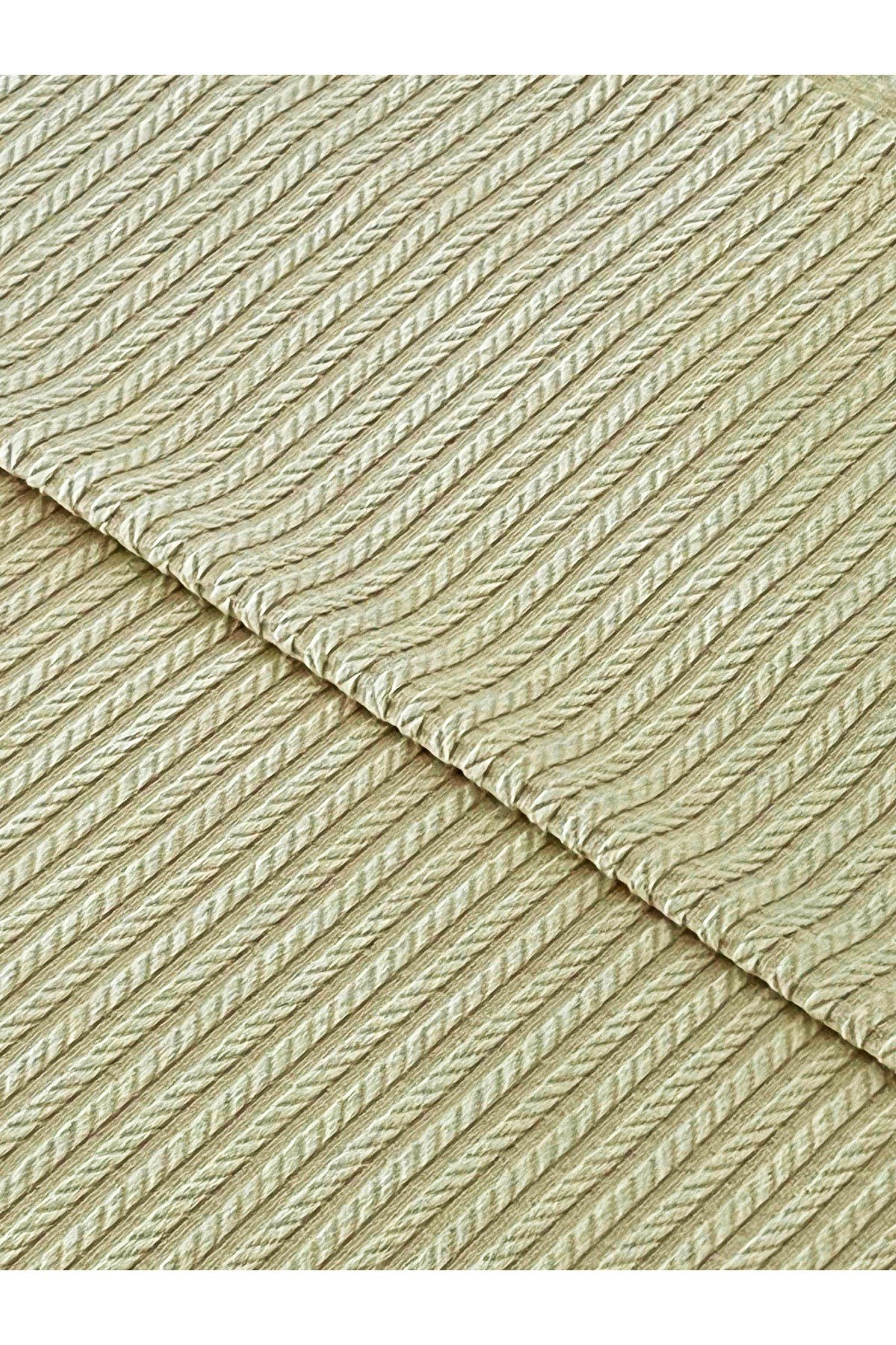 Saç Örgü Modelli TEK Kişilik Pamuklu Pike Takımı - Lastikli Çarşaf 160 x 220 cm