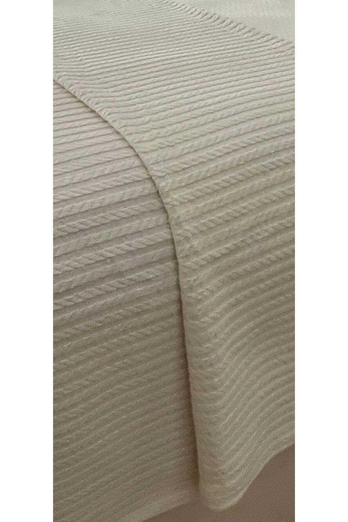 Saç Örgü Modelli TEK Kişilik Pamuklu Pike Takımı - Lastikli Çarşaf 160 x 220 cm