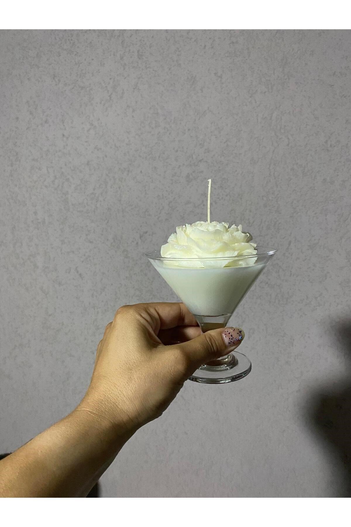 Şakayık Çiçekli Dekoratif Cam Kase Özel Tasarım Kokulu Aromaterapi Mum