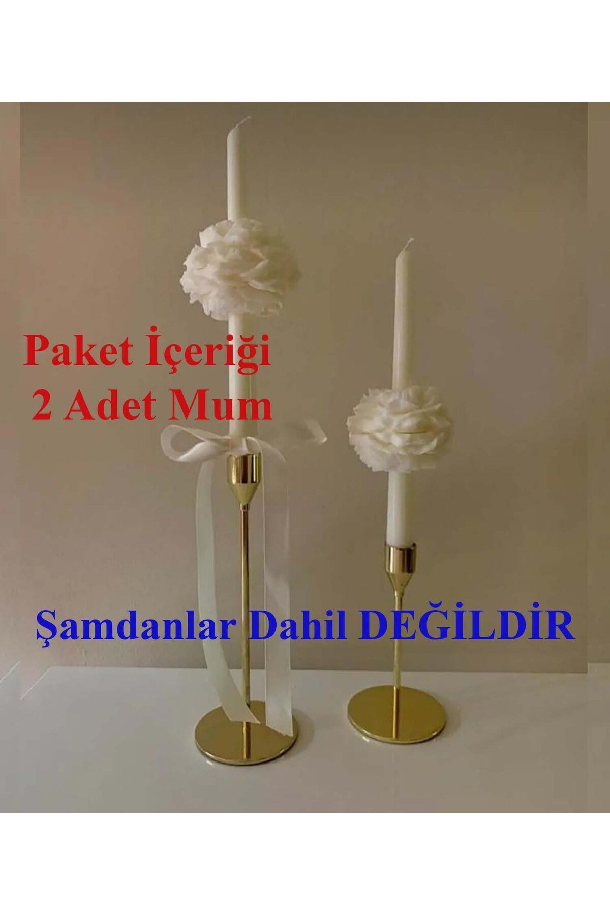 Şakayıklı Şamdan Mumları - Zarif Çiçek Desenli Kokulu Şamdan Mumlar - 2 Adet