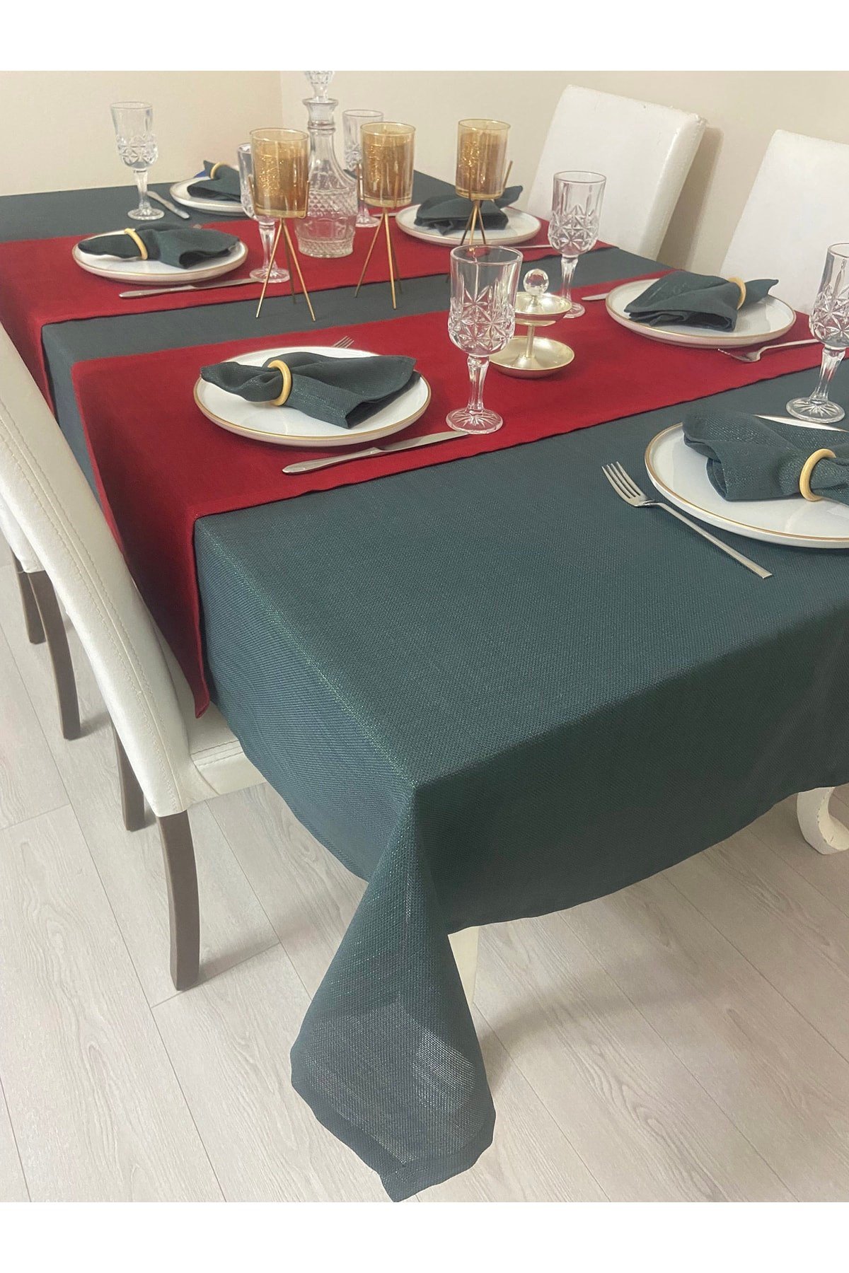 Simli Dertsiz Salon Masa Örtüsü Füme