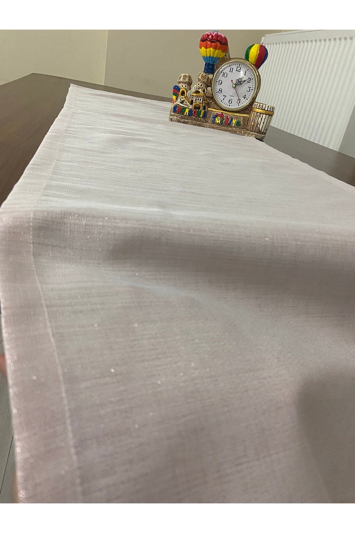 Simli Keten Görünümlü Dikdörtgen Runner Pembe 40 X 150