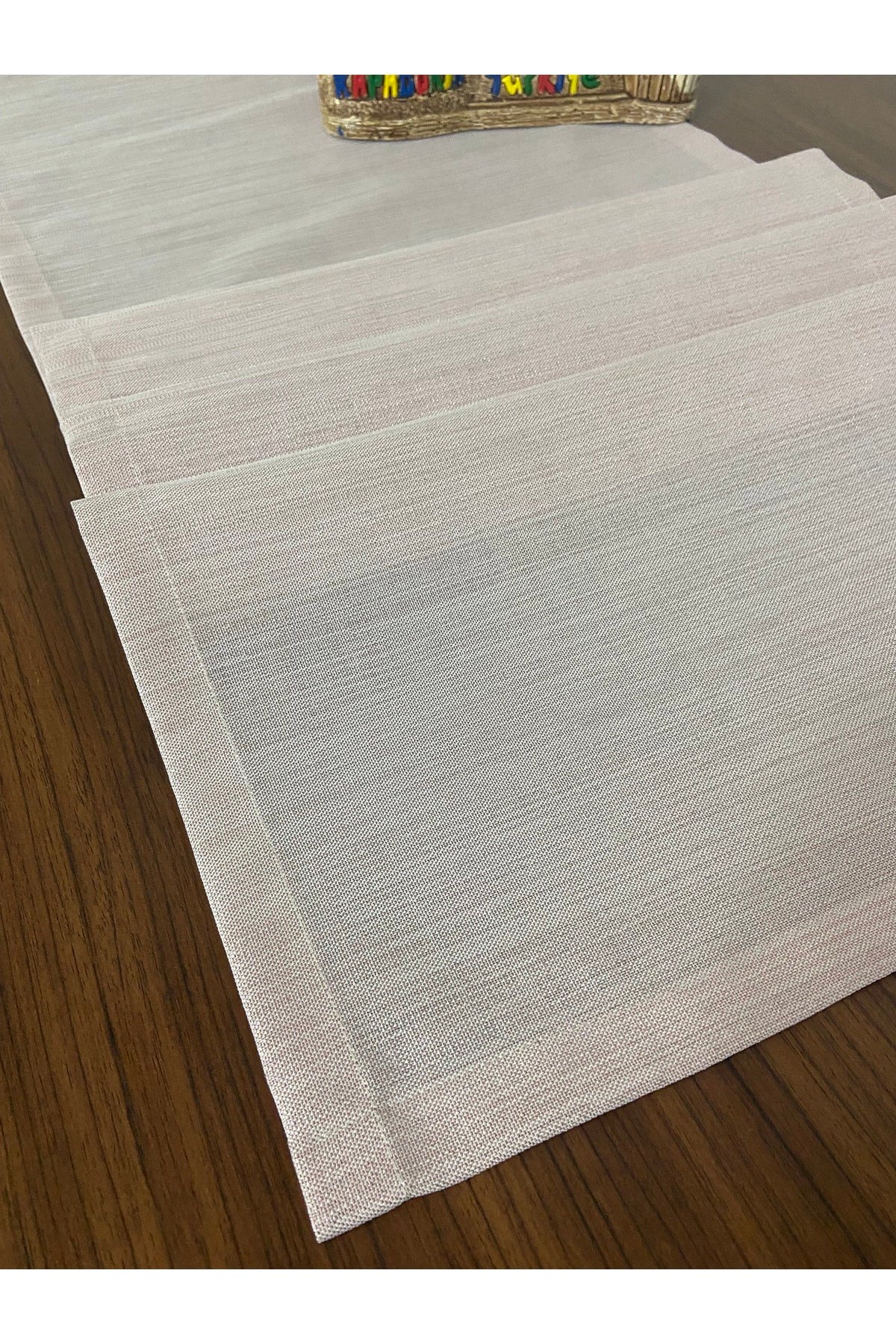 Simli Keten Görünümlü Dikdörtgen Runner Pembe 40 X 150