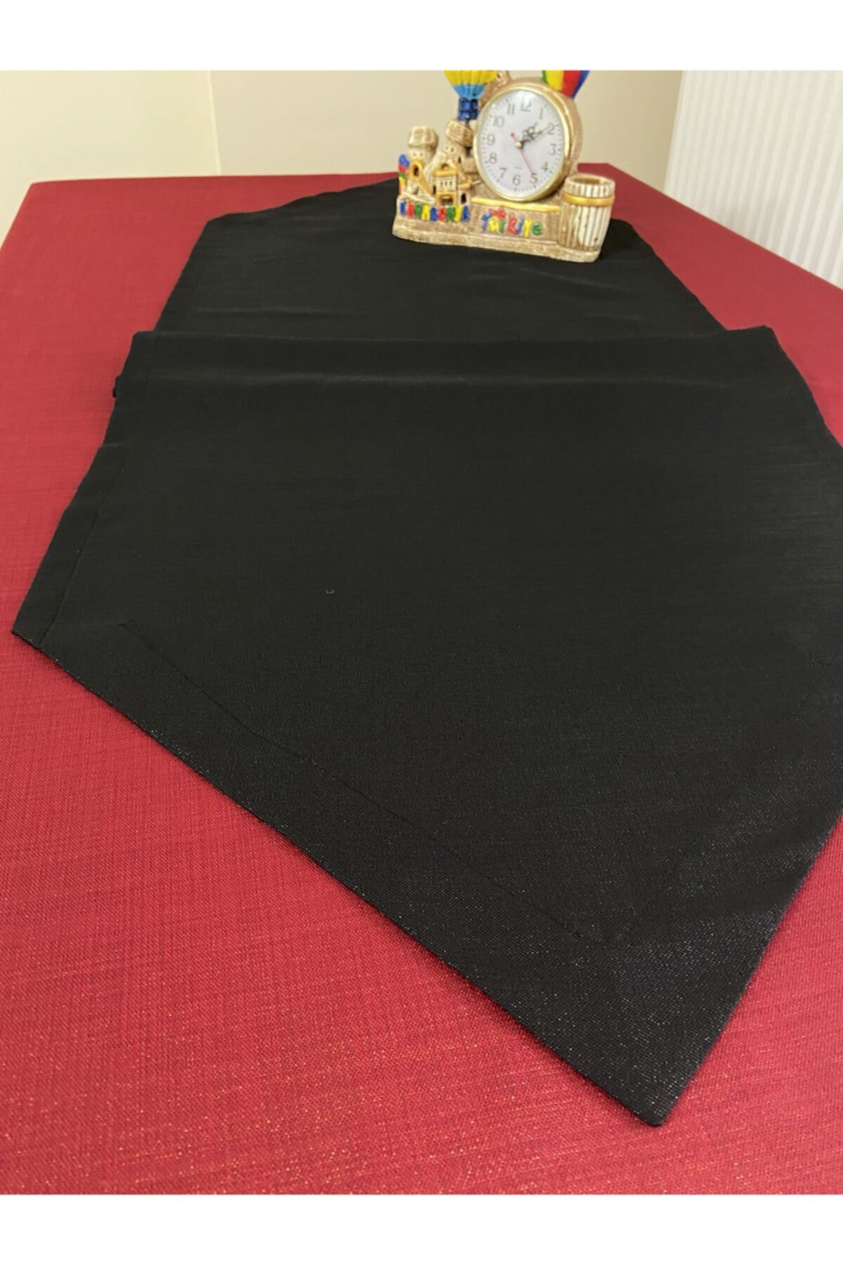 Simli Üçgen Runner Siyah 45 X 150