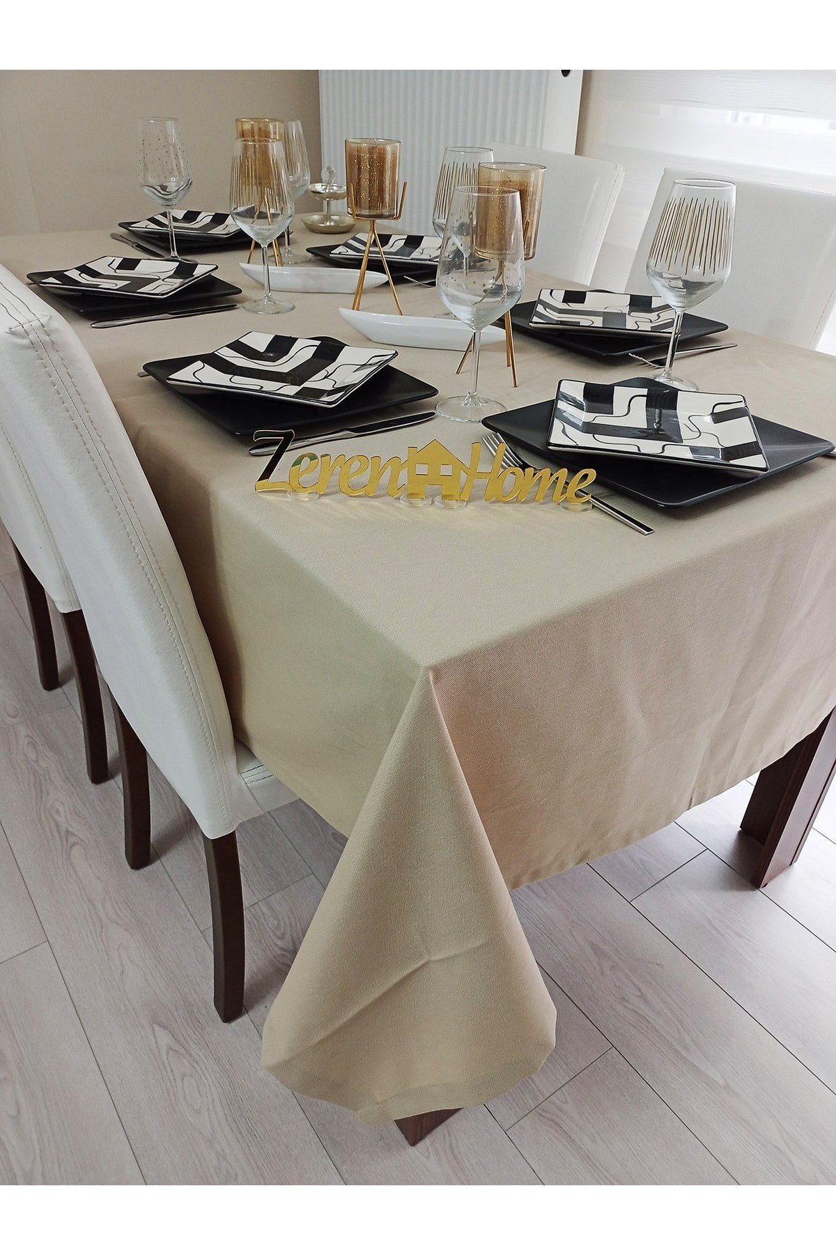Sıvı Geçirmez Dertsiz Masa Örtüsü Kapuçino