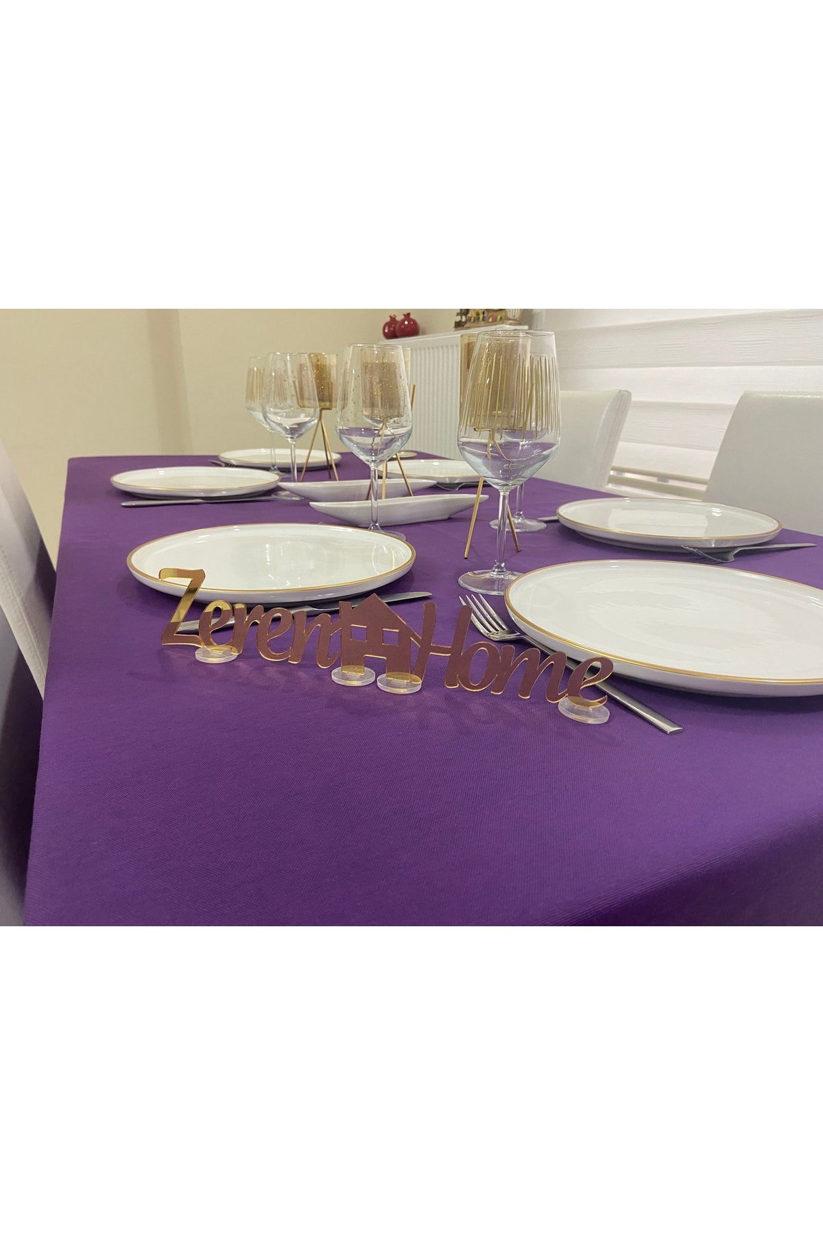 Sıvı Geçirmez Dertsiz Masa Örtüsü Mor