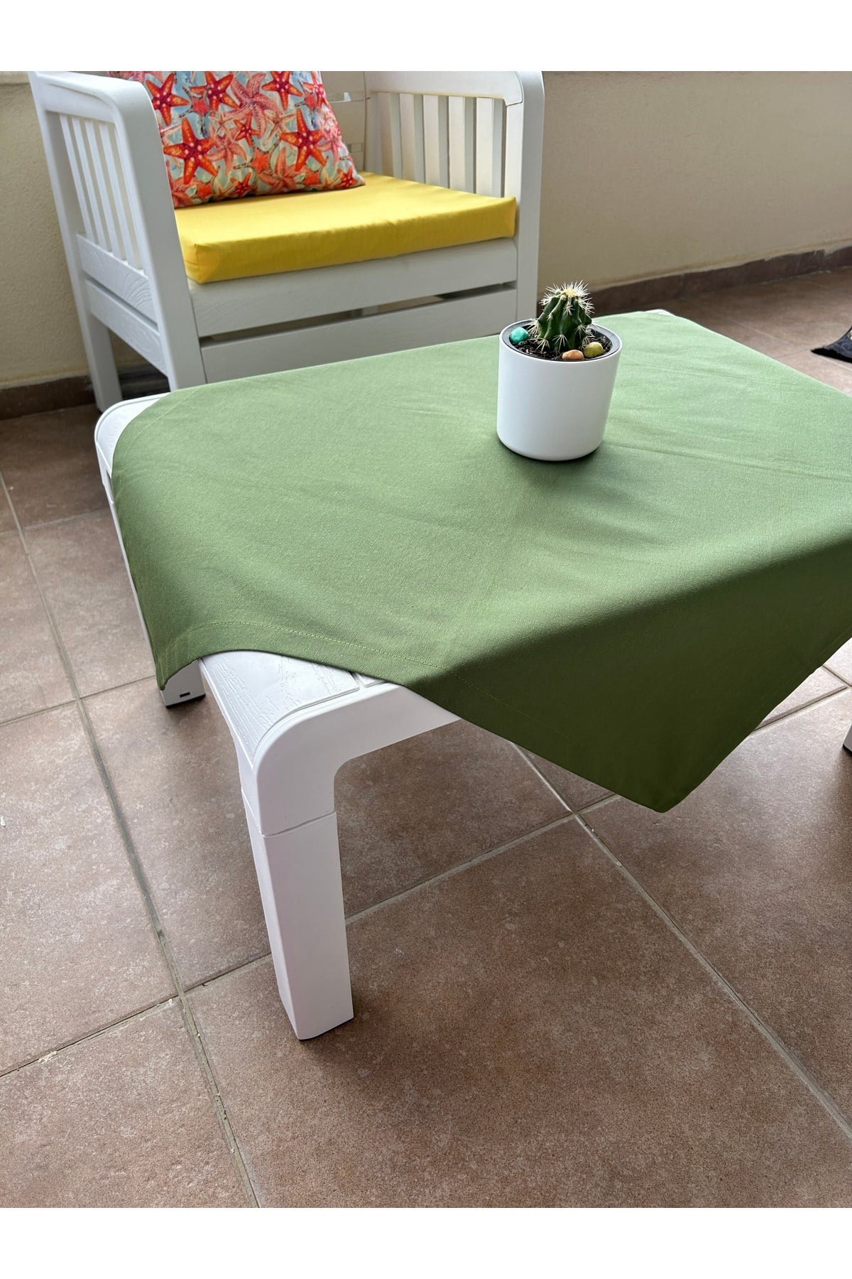 Sıvı Geçirmez Dertsiz Pamuk Keten Kare Masa Örtüsü 80cm x 80cm