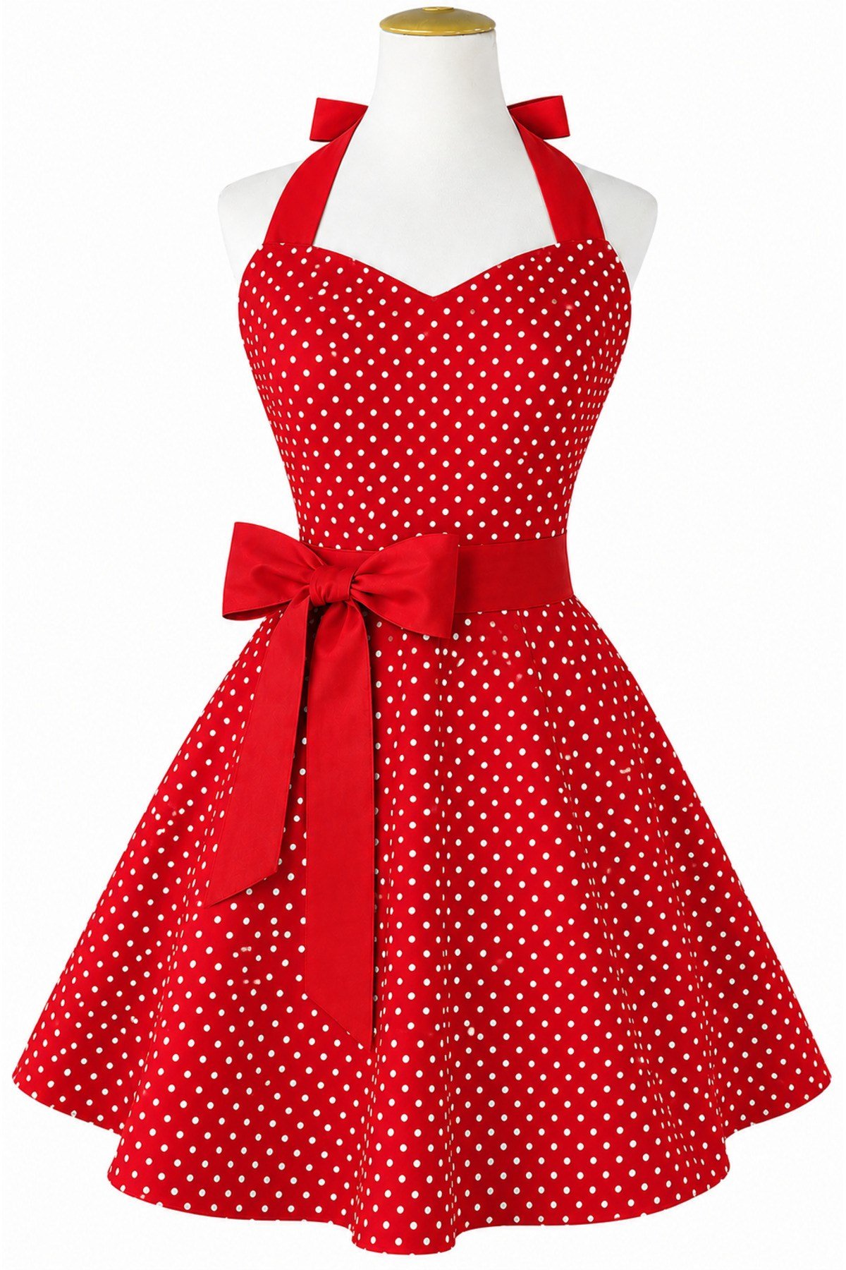 Sıvı Geçirmez Keten Mutfak Önlüğü | Oeko-Tex 100 | El İşçiliği | %65 Pamuk %35 Polyester | Retro Puantiyeli Tasarım