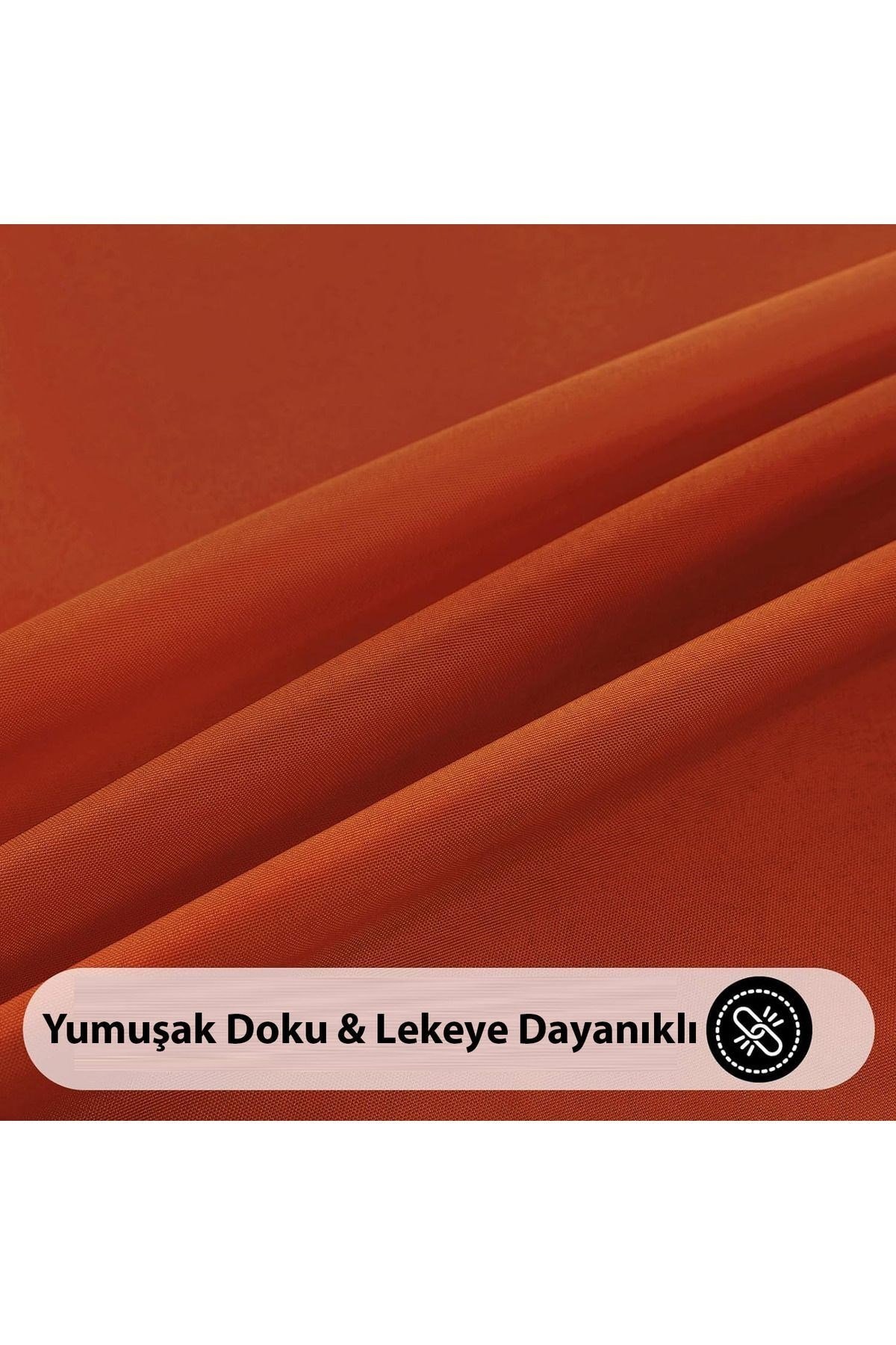 Sıvıya Dayanıklı Yuvarlak Dertsiz Keten Masa Örtüsü Kiremit